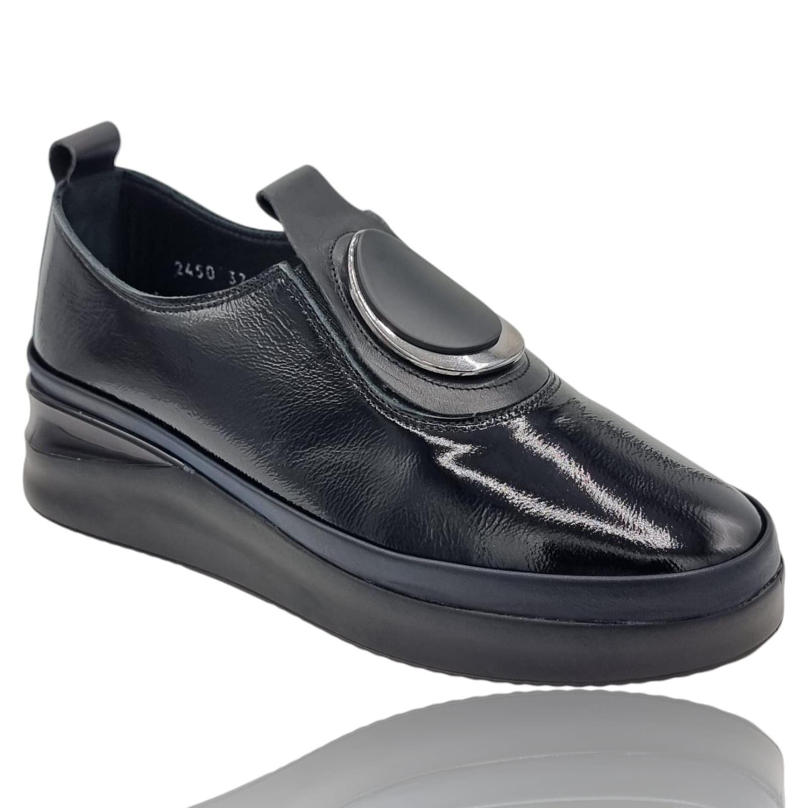 Pantofi Damă Casual Confort Din Piele Naturala Neagra 25335
