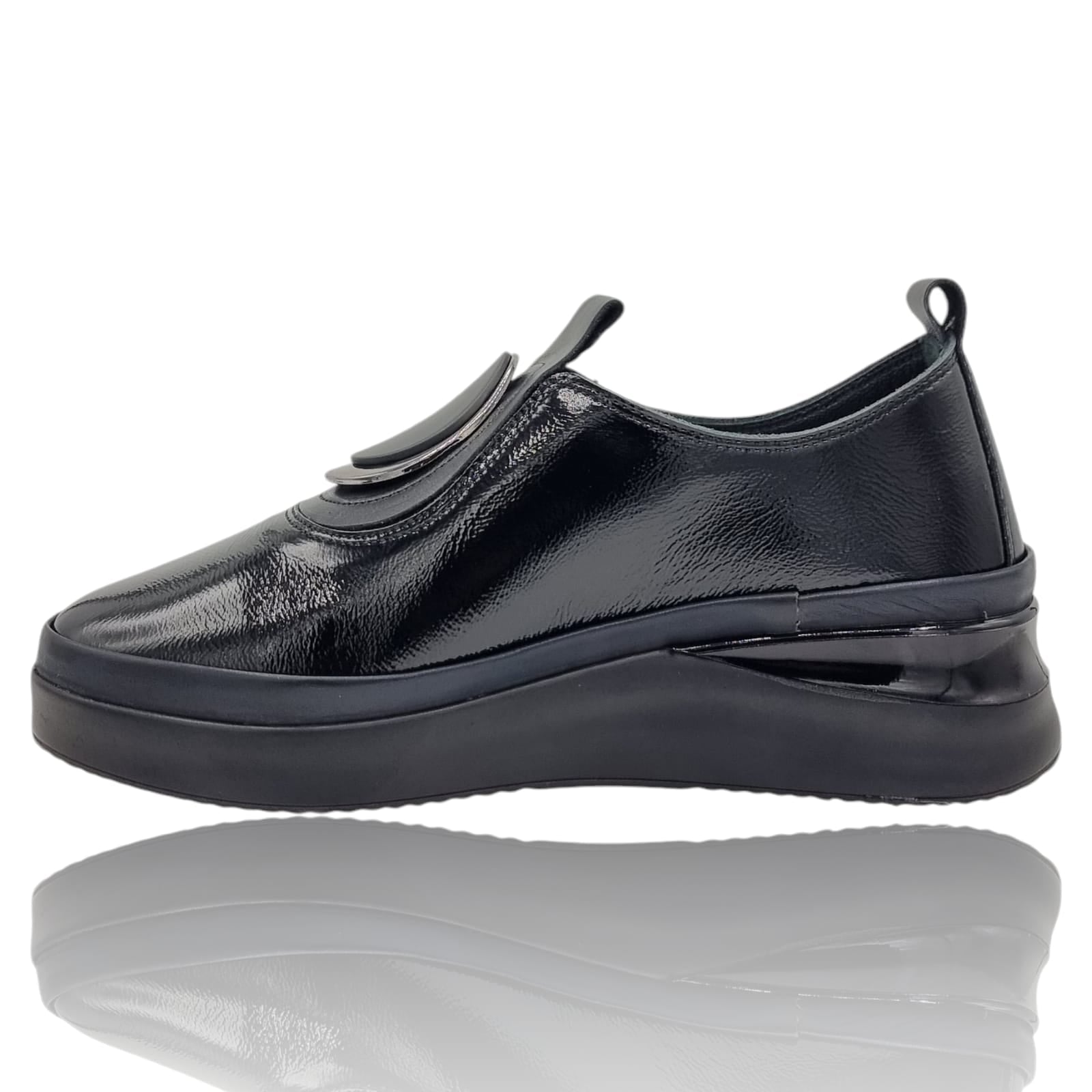 Pantofi Damă Casual Confort Din Piele Naturala Neagra 25335