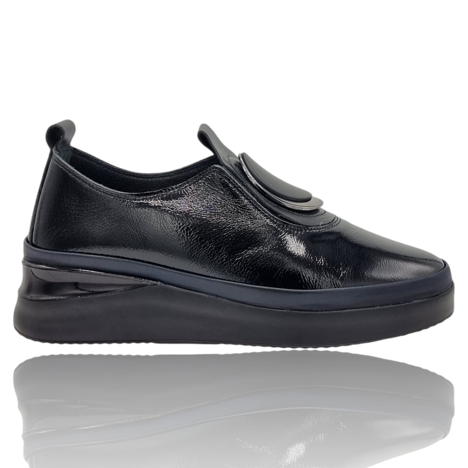 Pantofi Damă Casual Confort Din Piele Naturala Neagra 25335