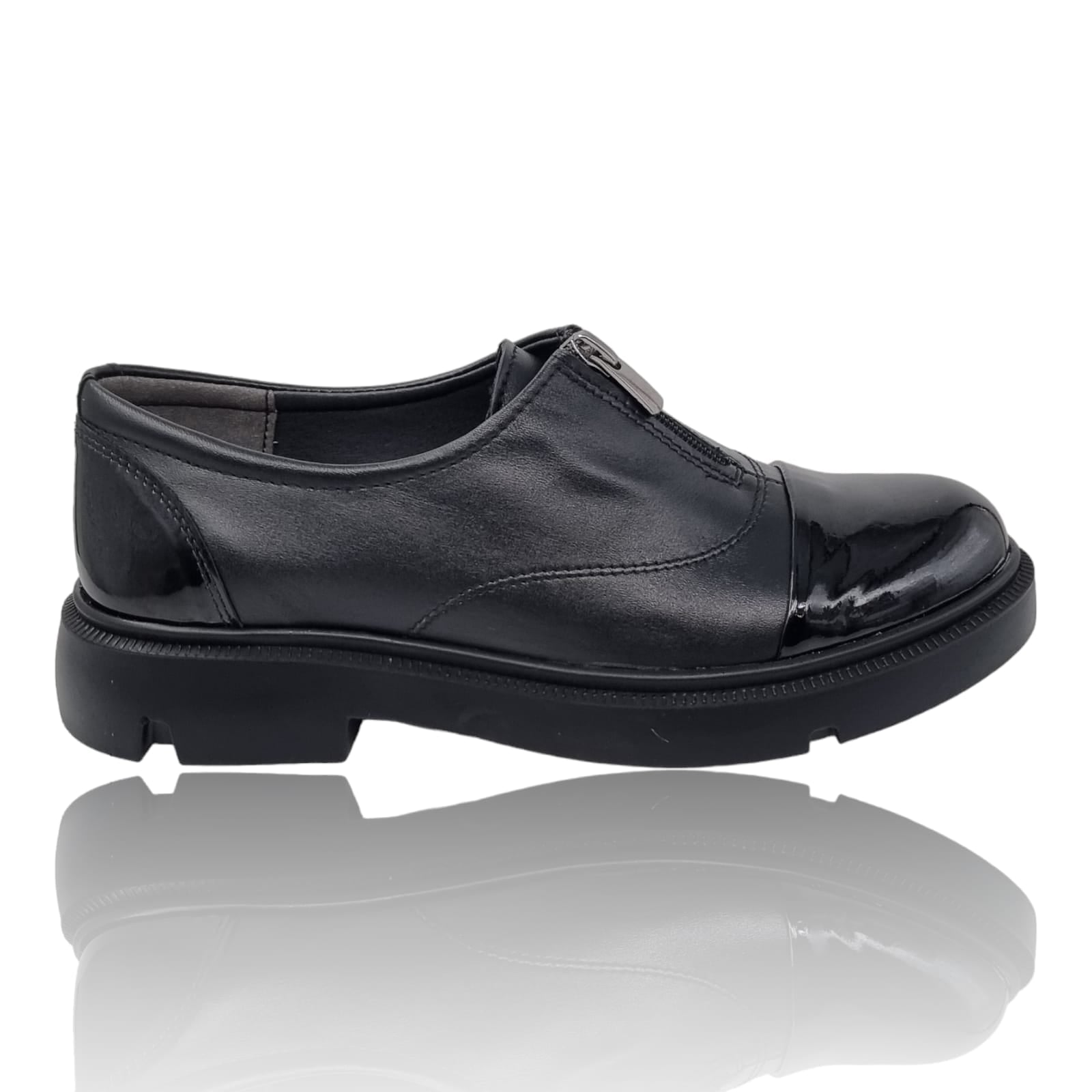 Pantofi Damă Casual Confort Din Piele Naturala Neagra 25346