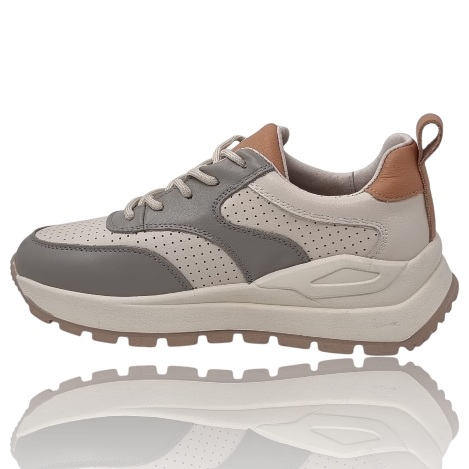 Pantofi Damă Casual Confort Din Piele Naturală Crem 25353