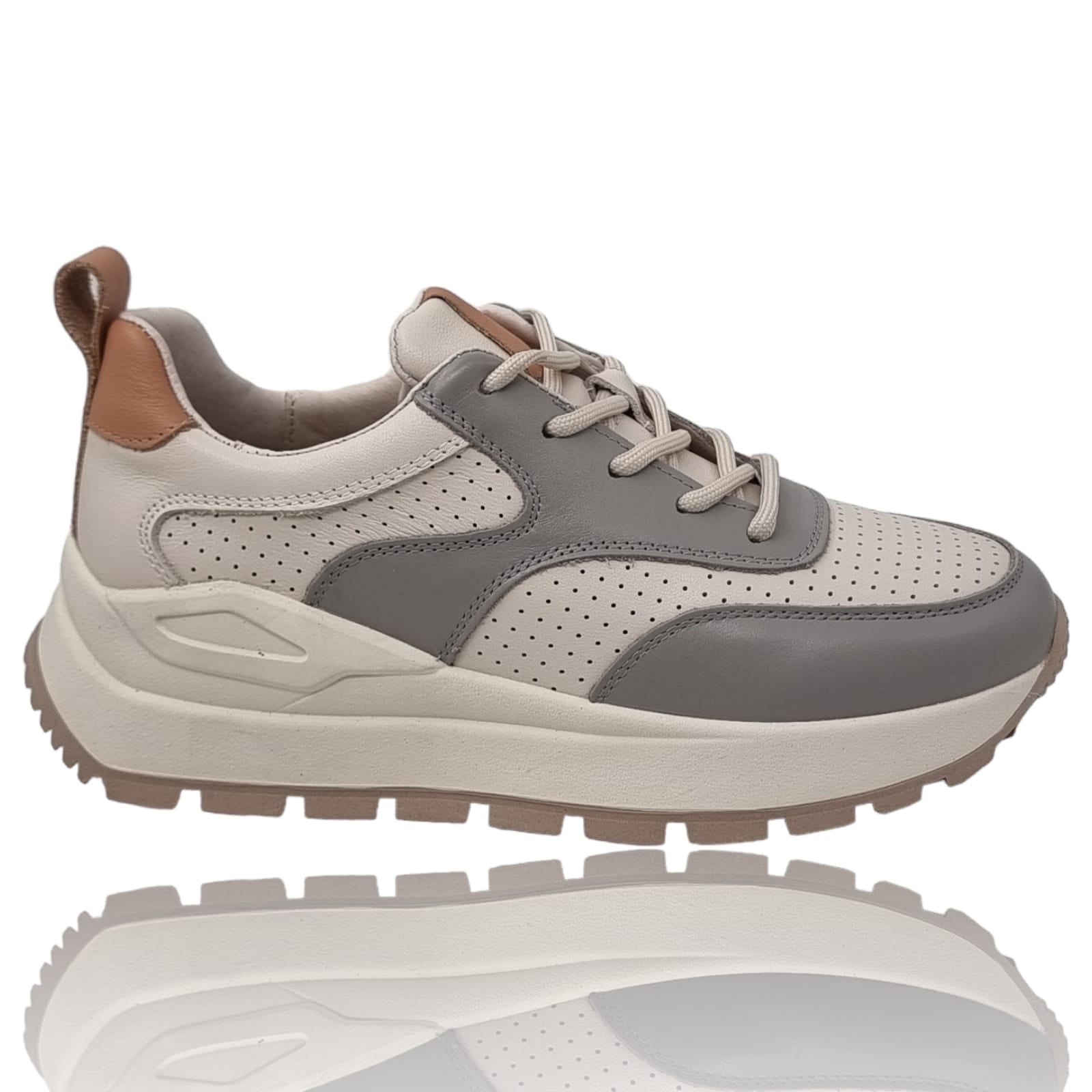 Pantofi Damă Casual Confort Din Piele Naturală Crem 25353