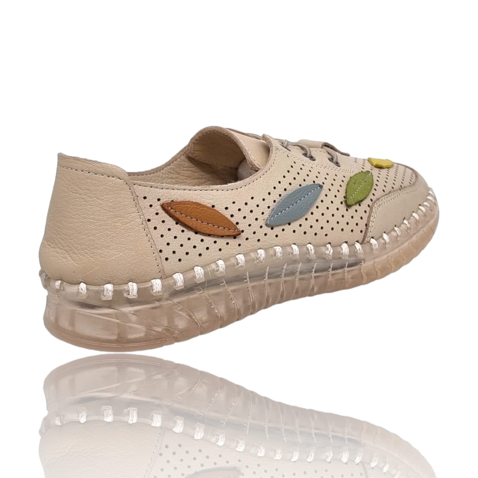 Pantofi Damă Casual Confort Din Piele Bej 25199