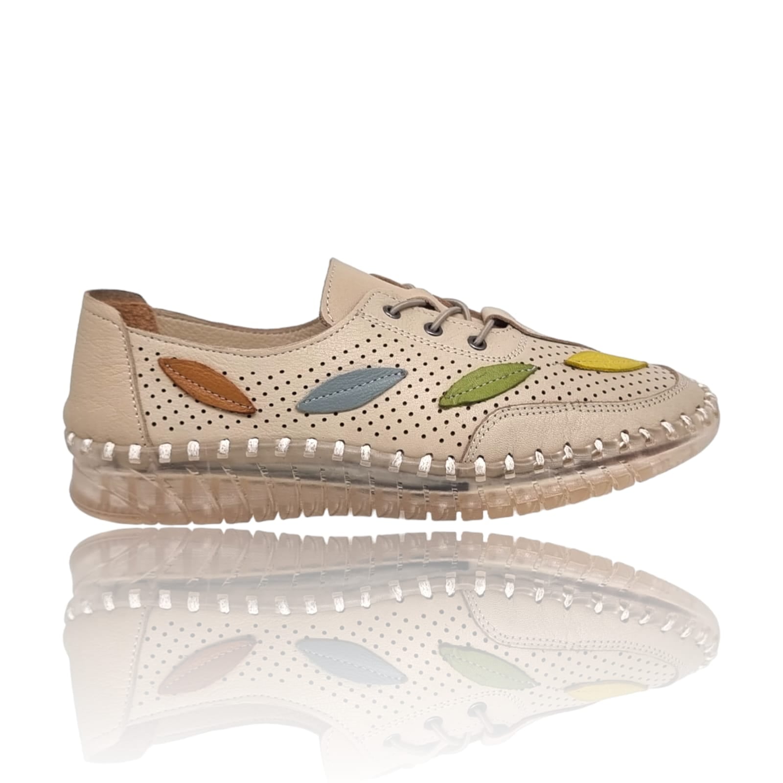 Pantofi Damă Casual Confort Din Piele Bej 25199