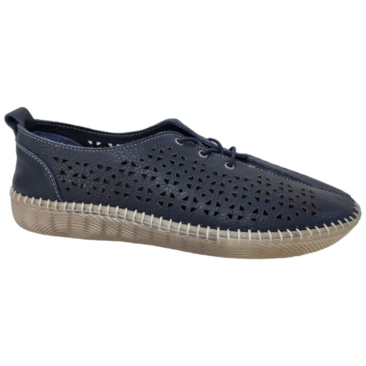 Pantofi Damă Casual Confort Din Piele Blu 25192