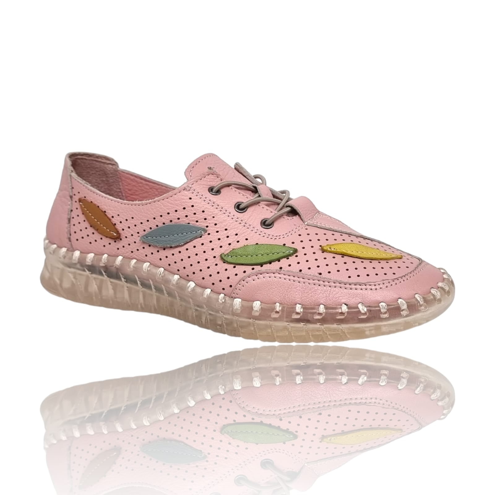 Pantofi Damă Casual Confort Din Piele Pudra 25200