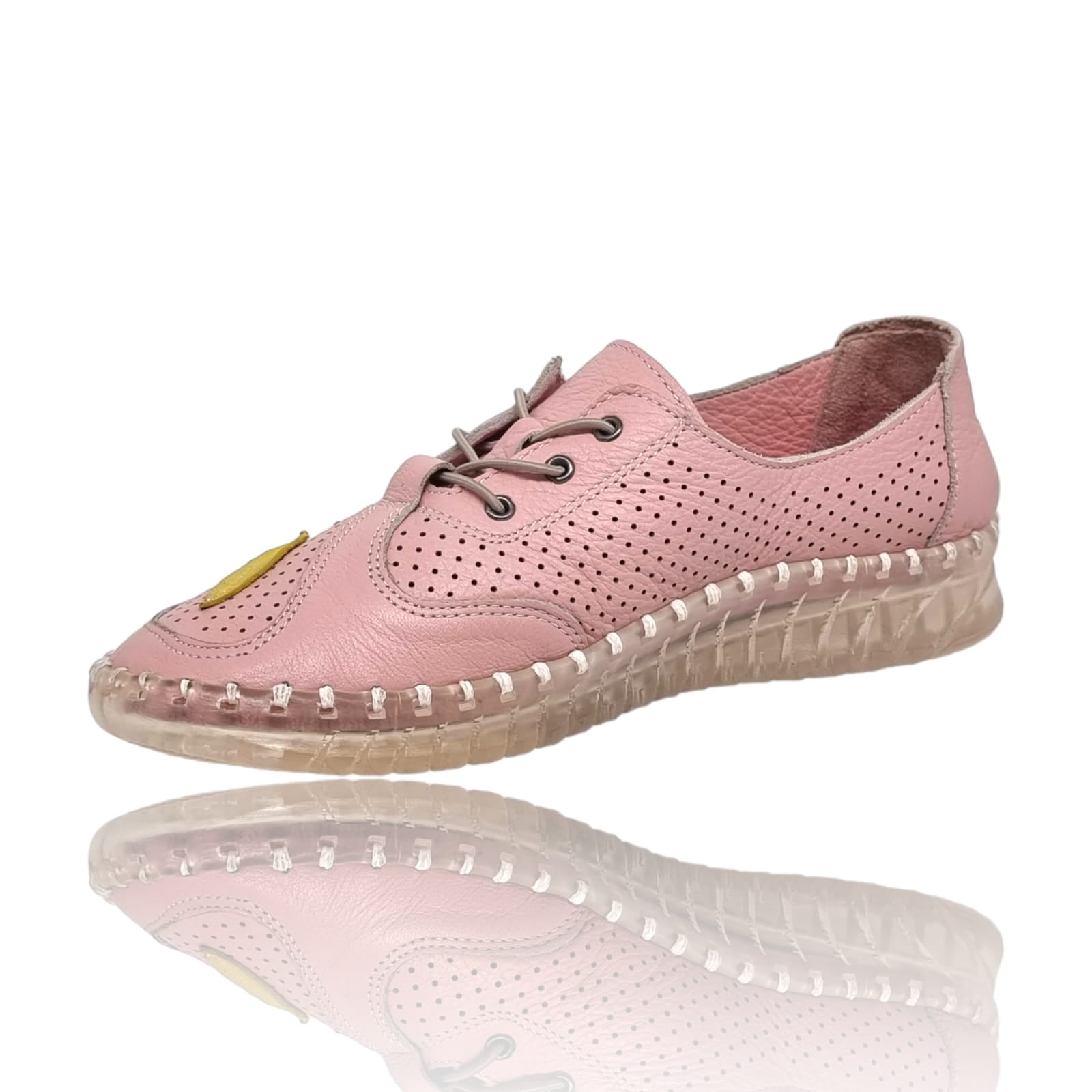 Pantofi Damă Casual Confort Din Piele Pudra 25200