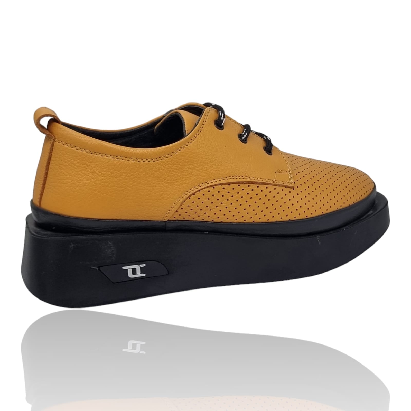Pantofi Damă Casual Confort Din Piele Naturală Galbenă 25198