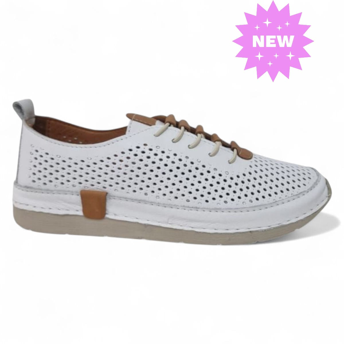 Pantofi Damă Casual Confort Din Piele Naturală Alba 25381