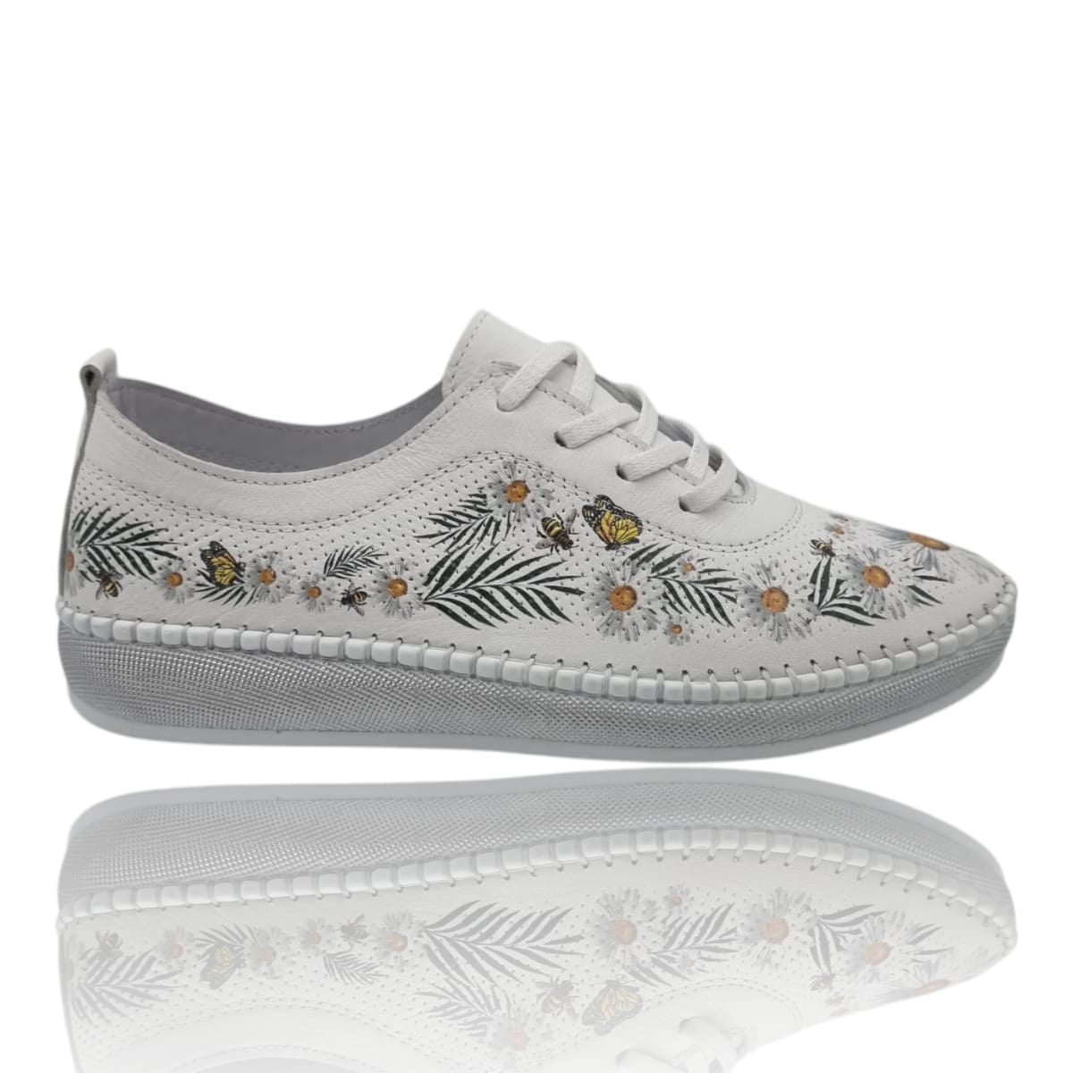 Pantofi Damă Casual Confort Din Piele Naturală AlbăFl 25377