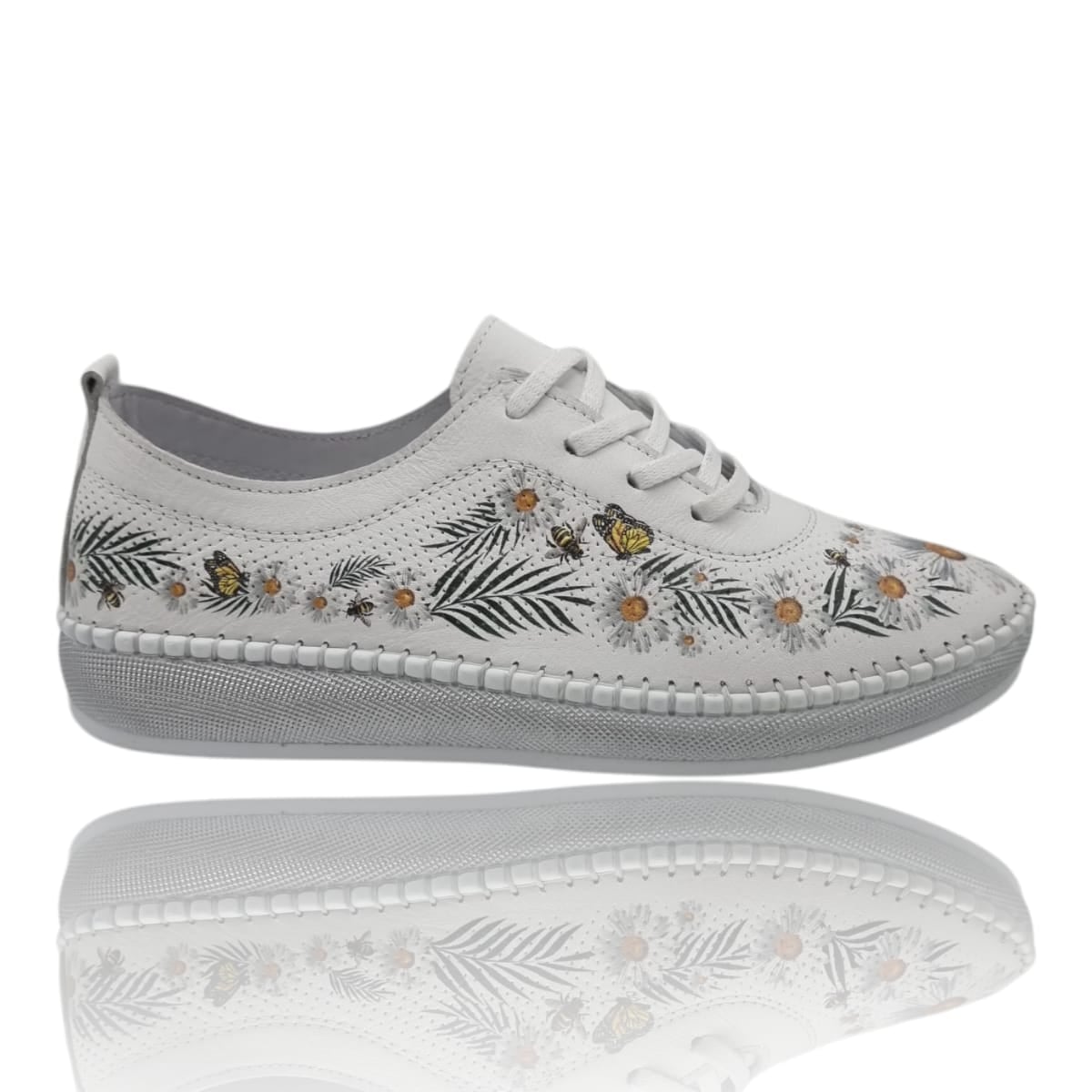 Pantofi Damă Casual Confort Din Piele Naturală AlbăFl 25377