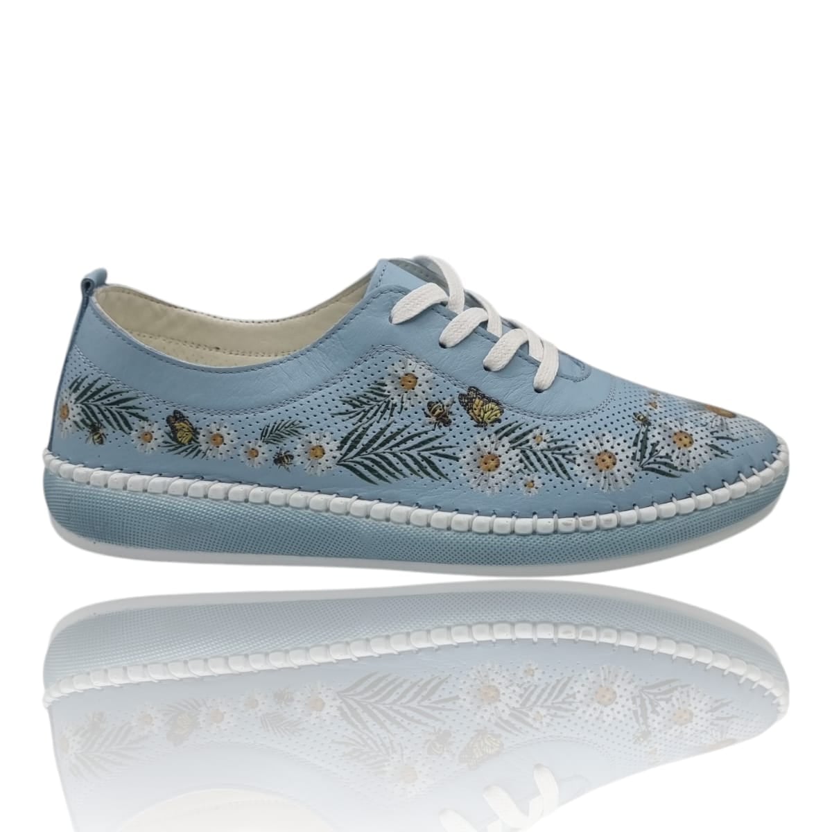 Pantofi Damă Casual Confort Din Piele Naturală AlbaștriFl 25375