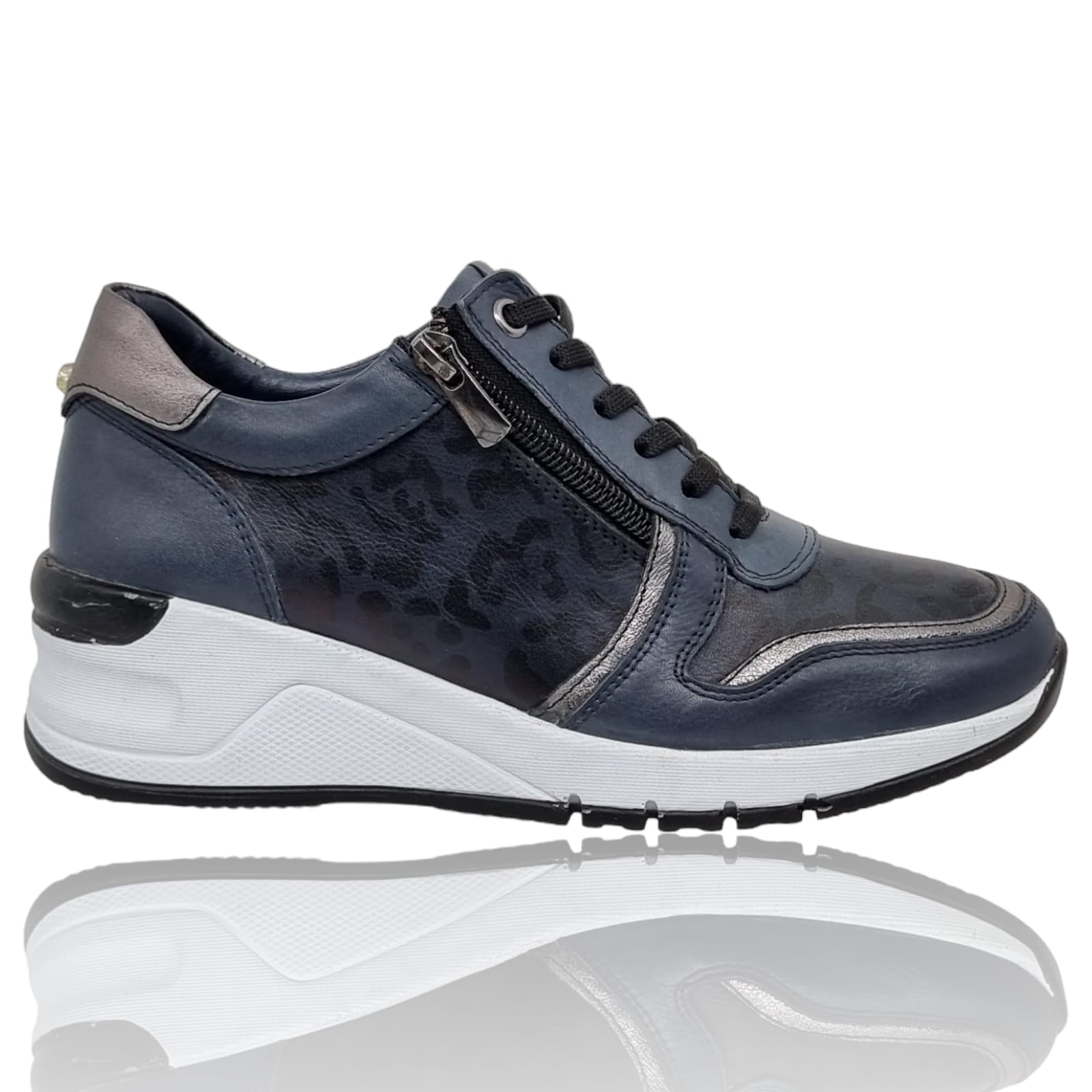 Pantofi Damă Casual Confort Din Piele Naturală Blue 25117