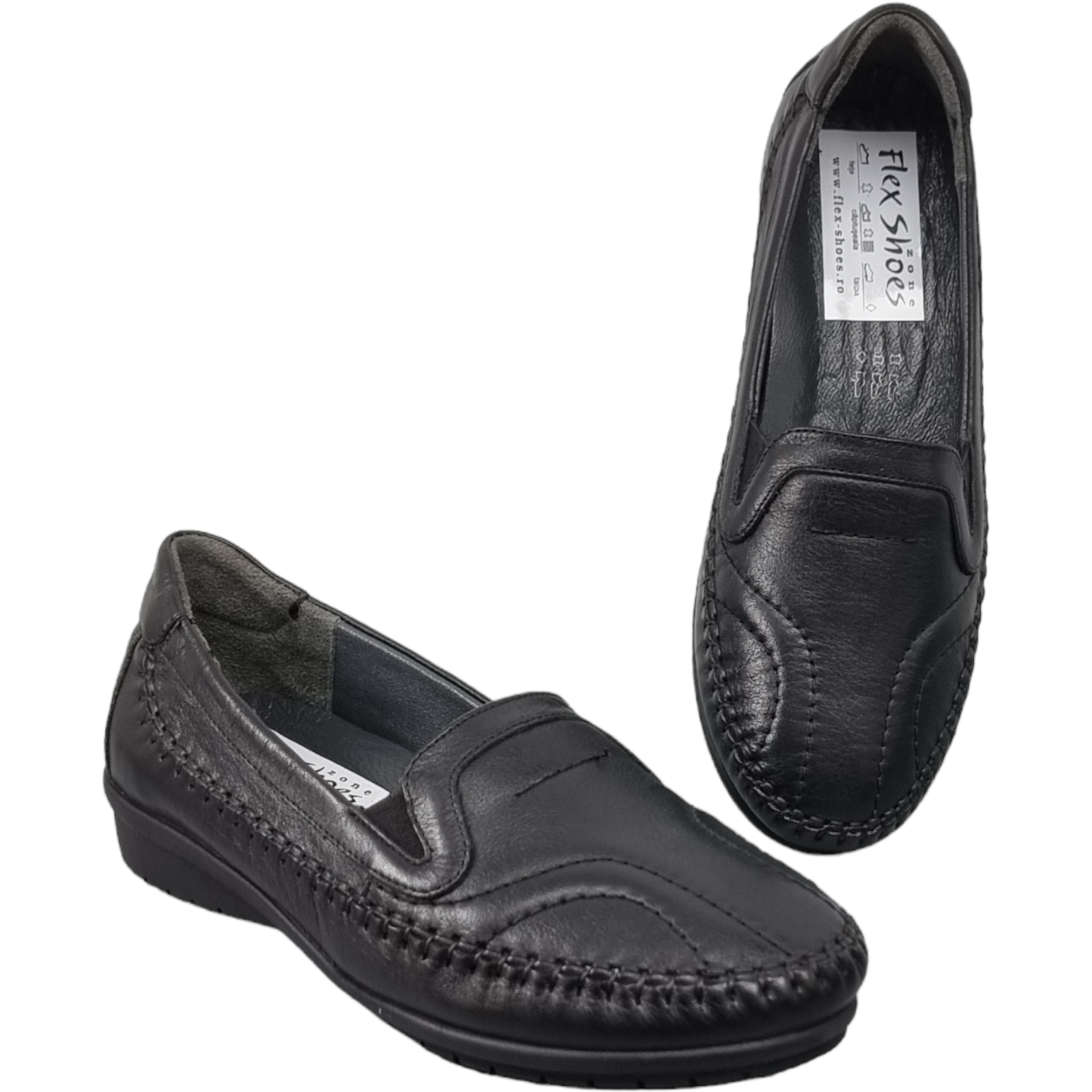 Pantofi Damă Casual Confort Din Piele Naturală Neagră 25139