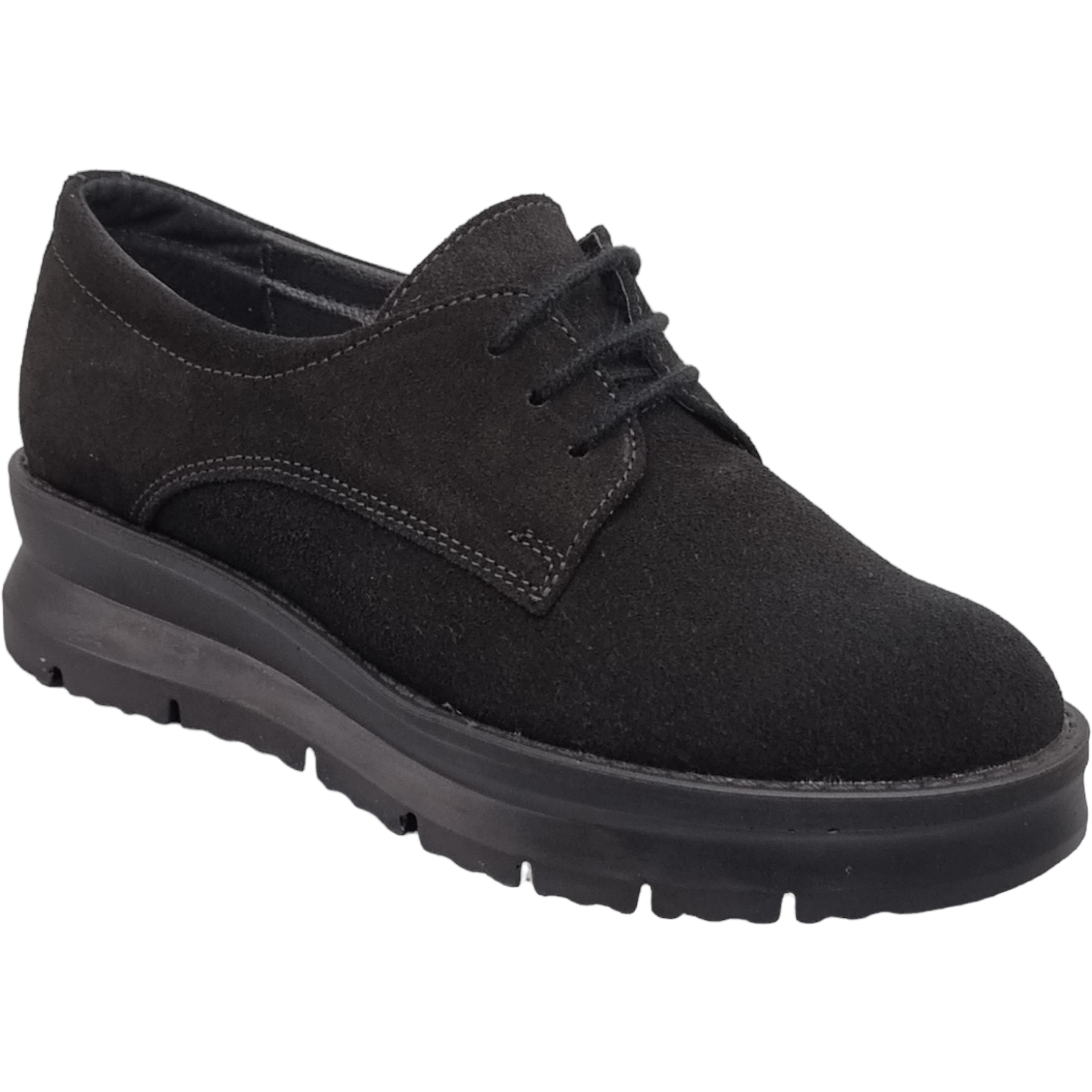 Pantofi Damă Casual Confort Din Piele Velur Naturală Neagră 5141