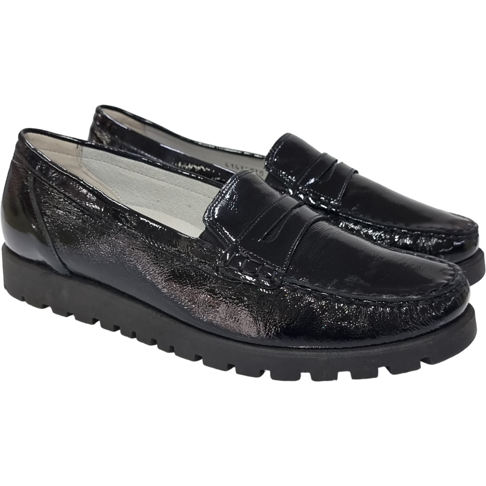 Pantofi Damă Casual Confort Din Piele Naturală Lăcuită Neagră 25157