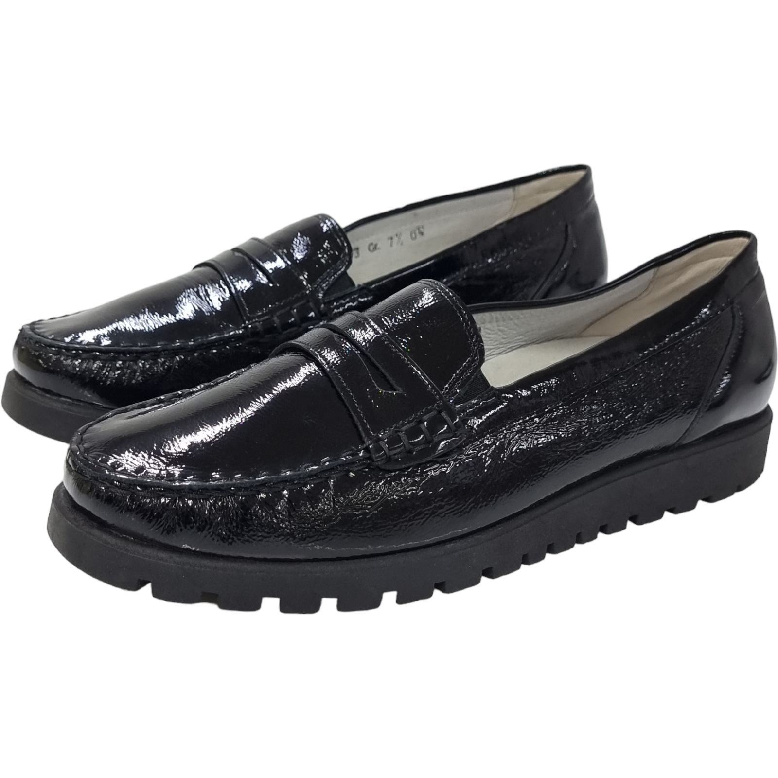 Pantofi Damă Casual Confort Din Piele Naturală Lăcuită Neagră 25157