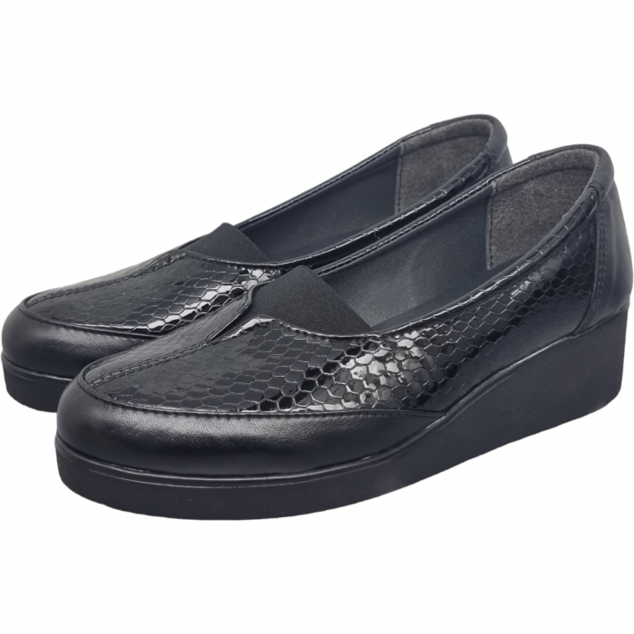 Pantofi Damă Casual Confort Din Piele Naturală Neagră 25109