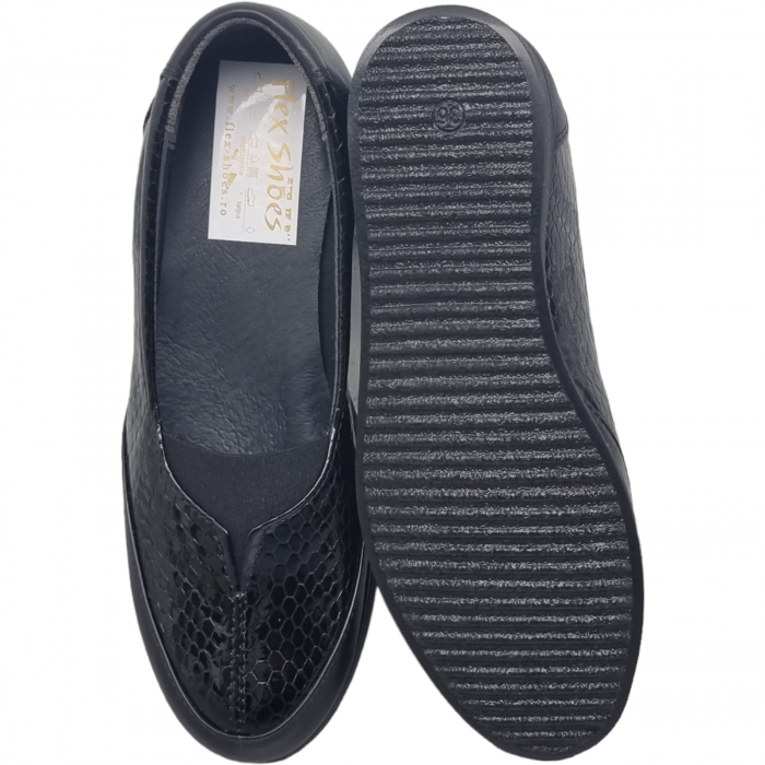 Pantofi Damă Casual Confort Din Piele Naturală Neagră 25109