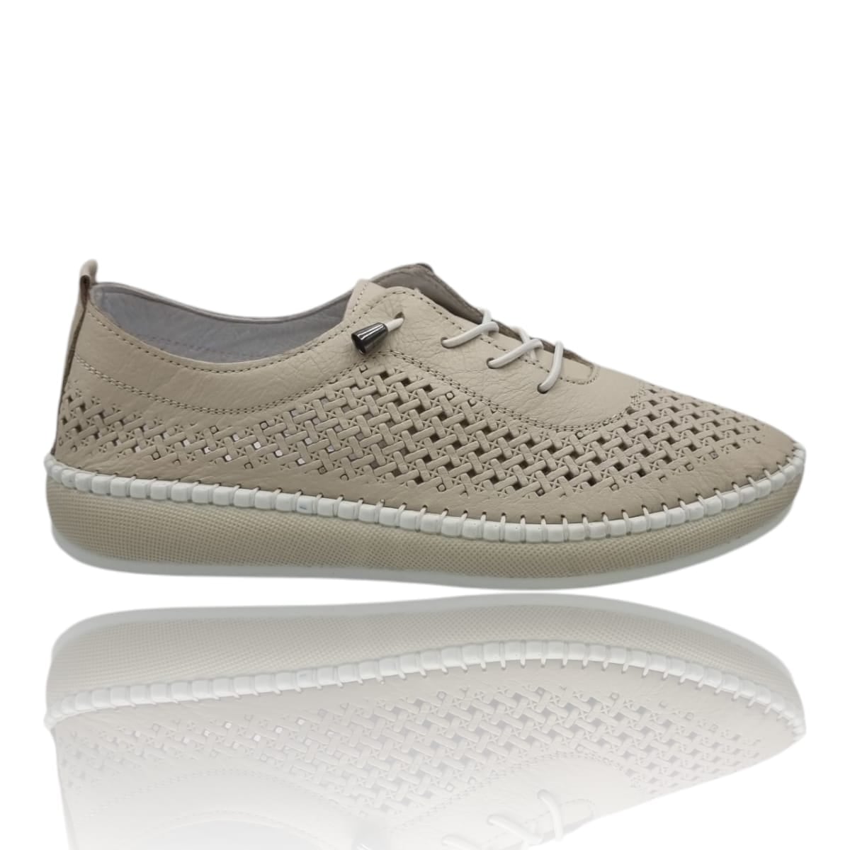 Pantofi Damă Casual Confort Din Piele Naturală Crem 25371