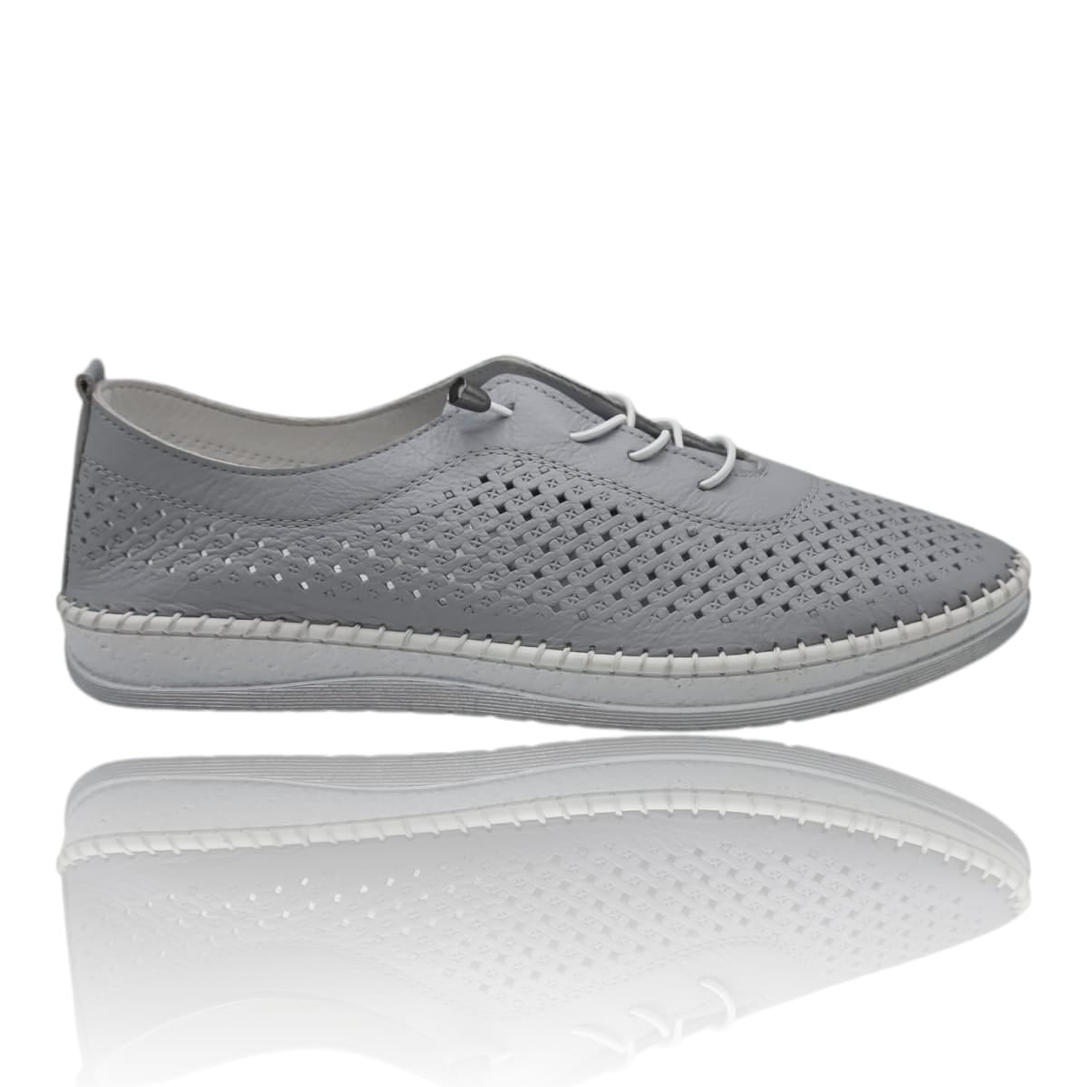 Pantofi Damă Casual Confort Din Piele Naturală Gri 25373