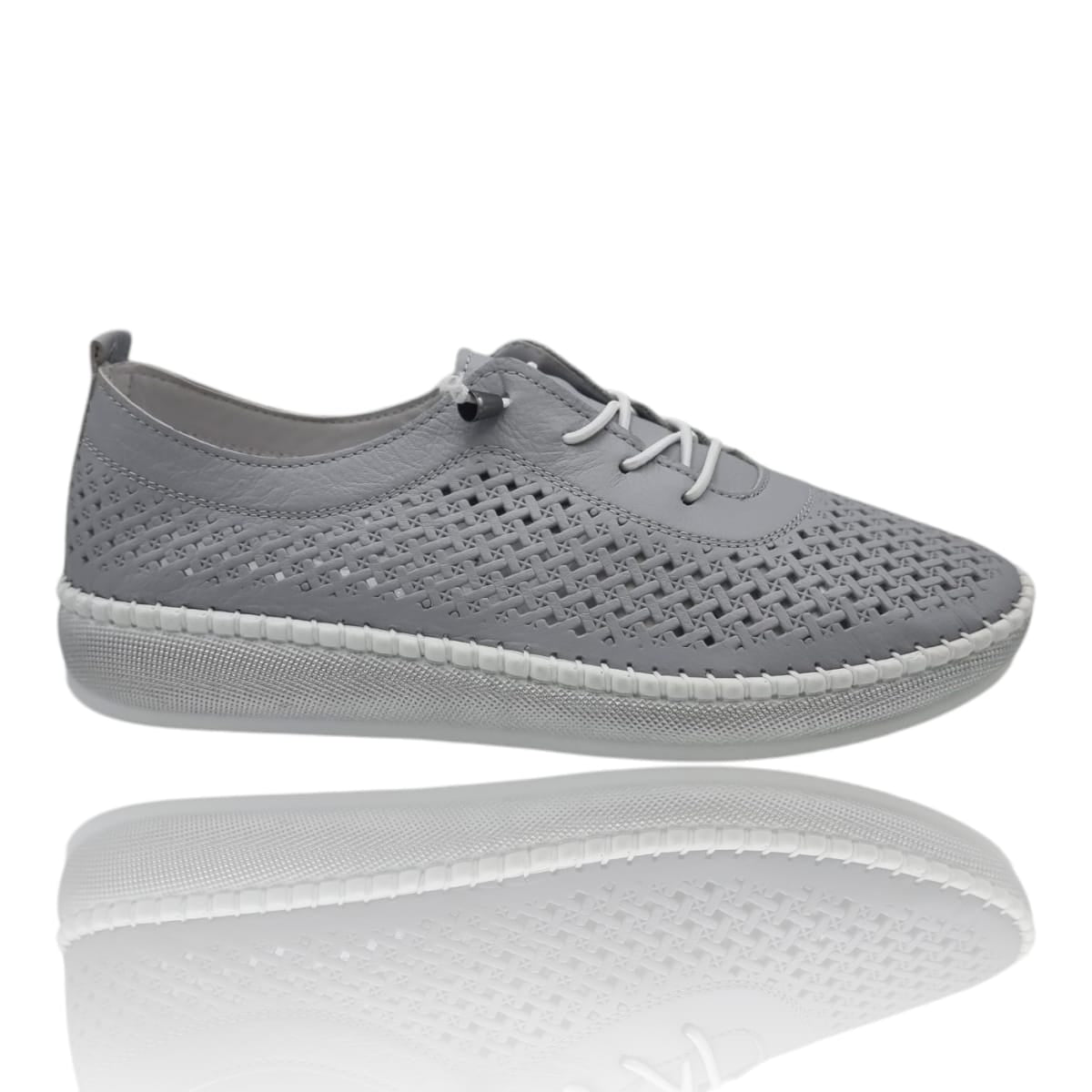 Pantofi Damă Casual Confort Din Piele Naturală Gri 25378