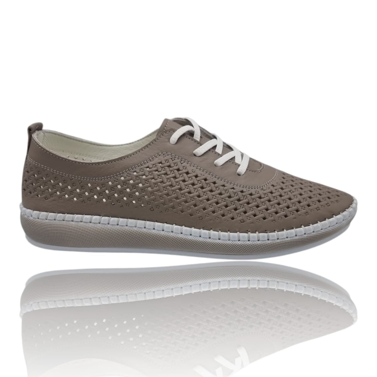 Pantofi Damă Casual Confort Din Piele Naturală GriSilver 25379