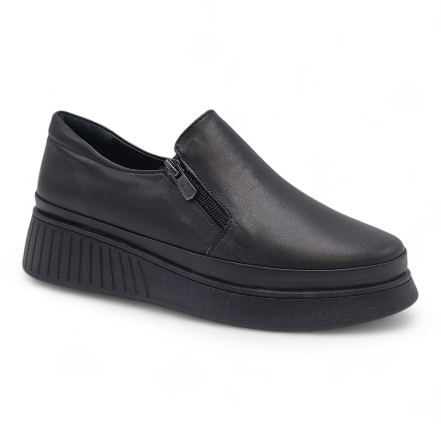 Pantofi Damă Casual Confort Din Piele Naturală Neagră 25441
