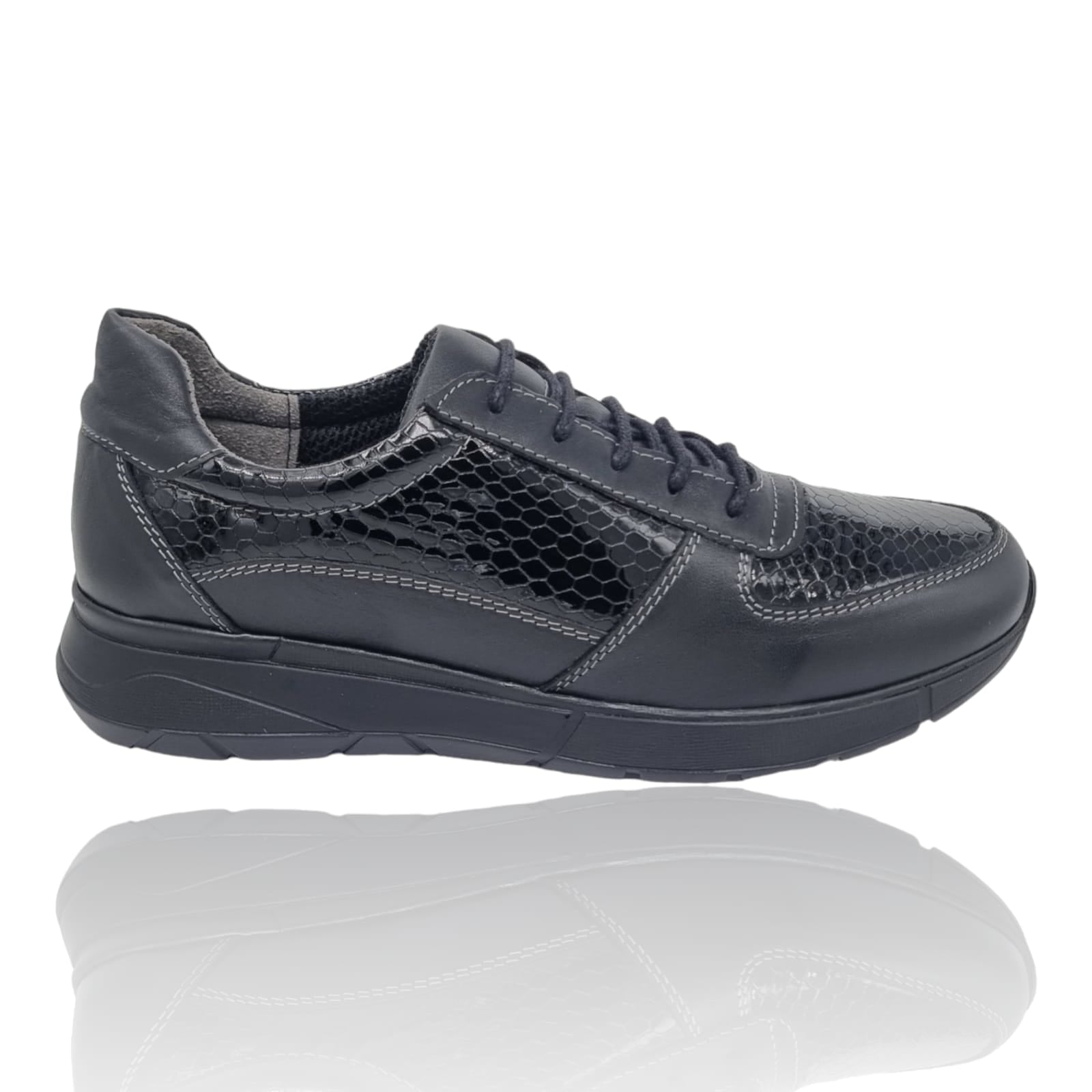 Pantofi Damă Casual Confort Din Piele Naturală Neagră 25115