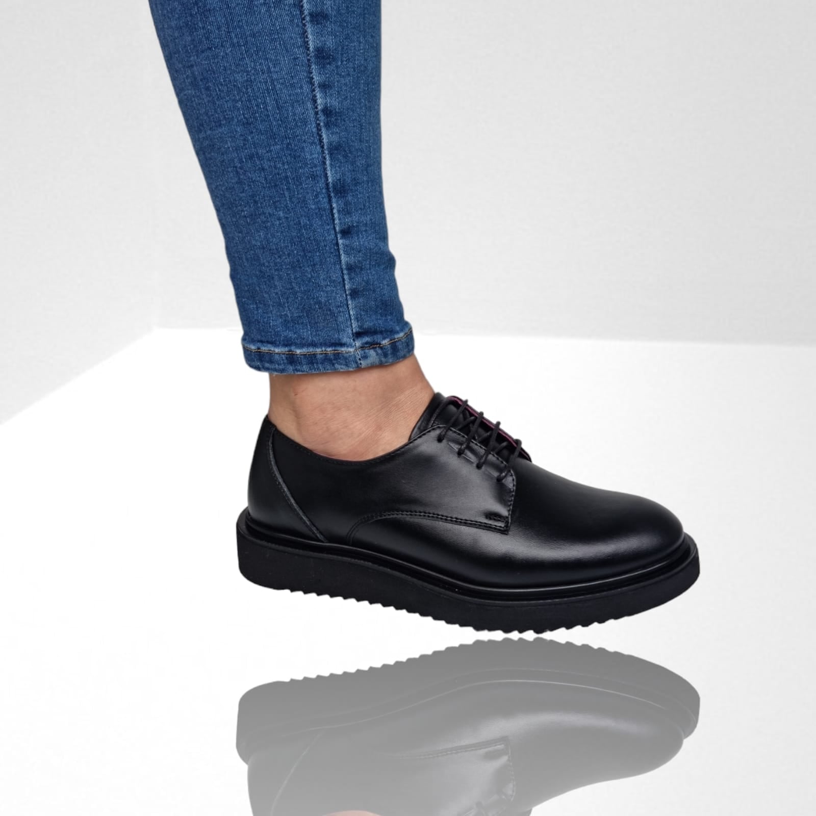 Pantofi Damă Casual Confort Din Piele Naturală Neagră 25232