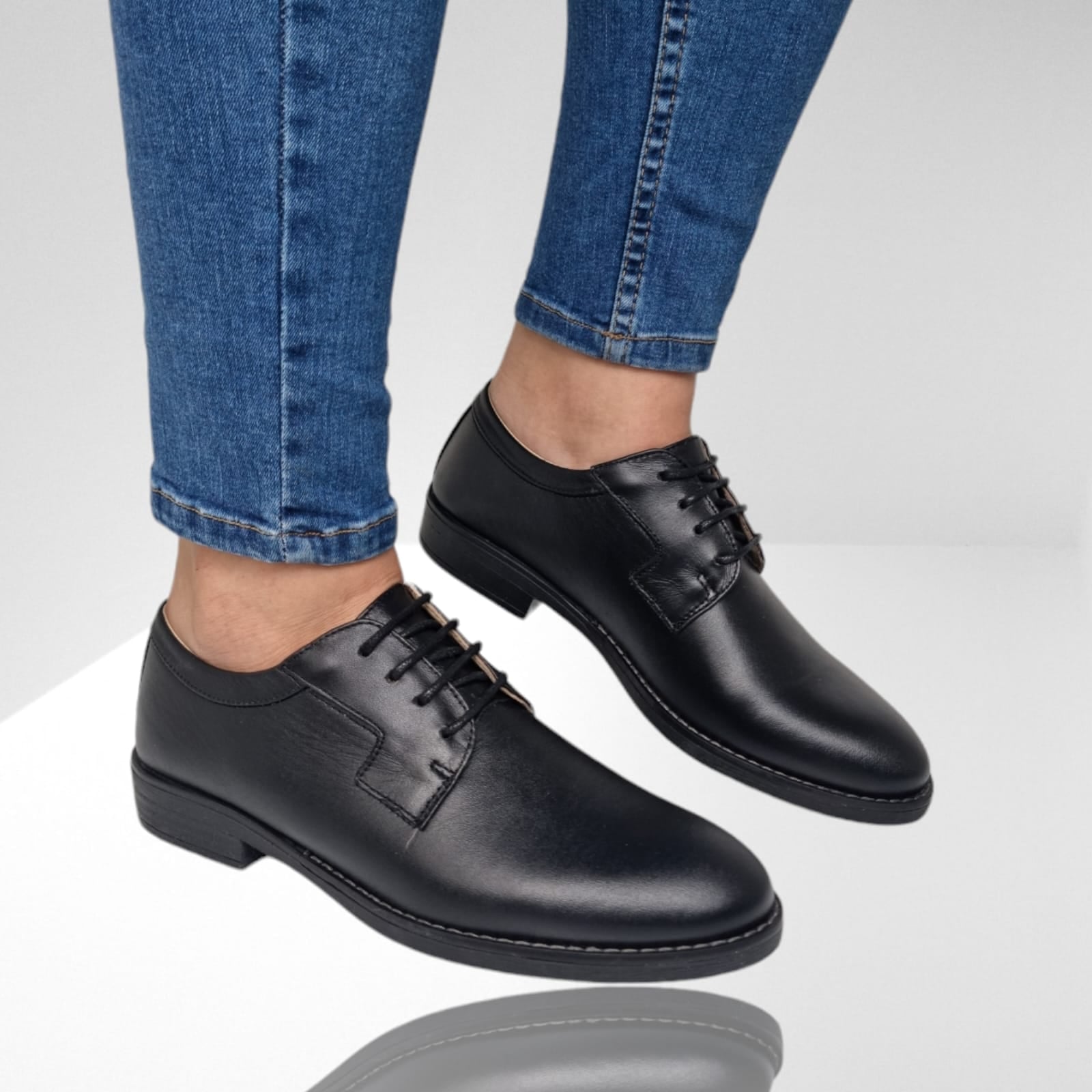 Pantofi Damă Casual Confort Din Piele Naturală Neagră 25166