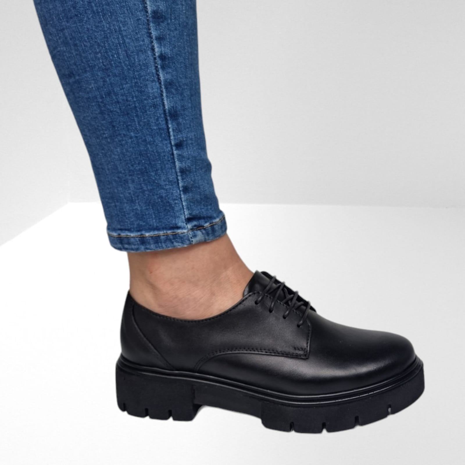 Pantofi Damă Casual Confort Din Piele Naturală Neagră 25246