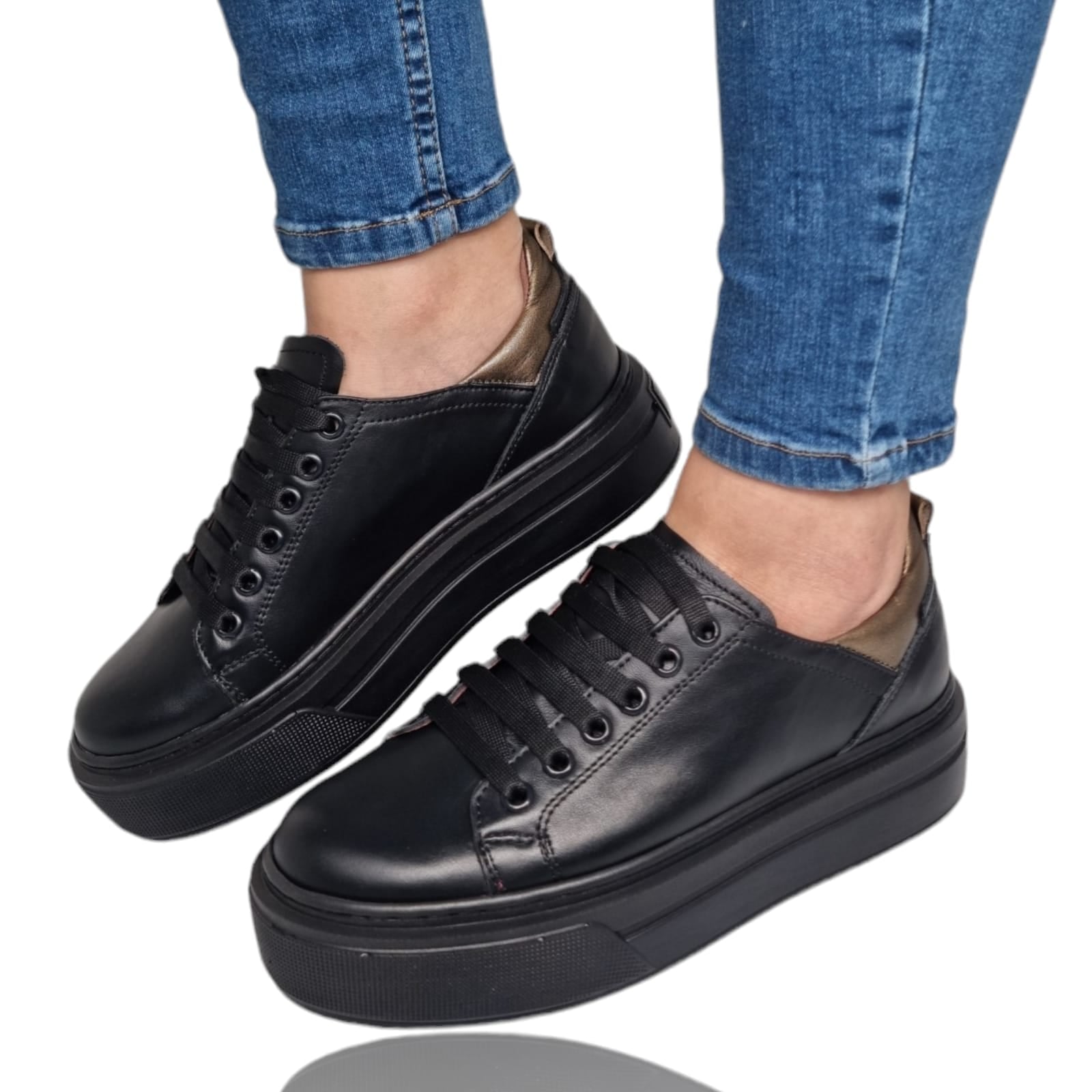 Pantofi Damă Casual Confort Din Piele Naturală Neagră 25165