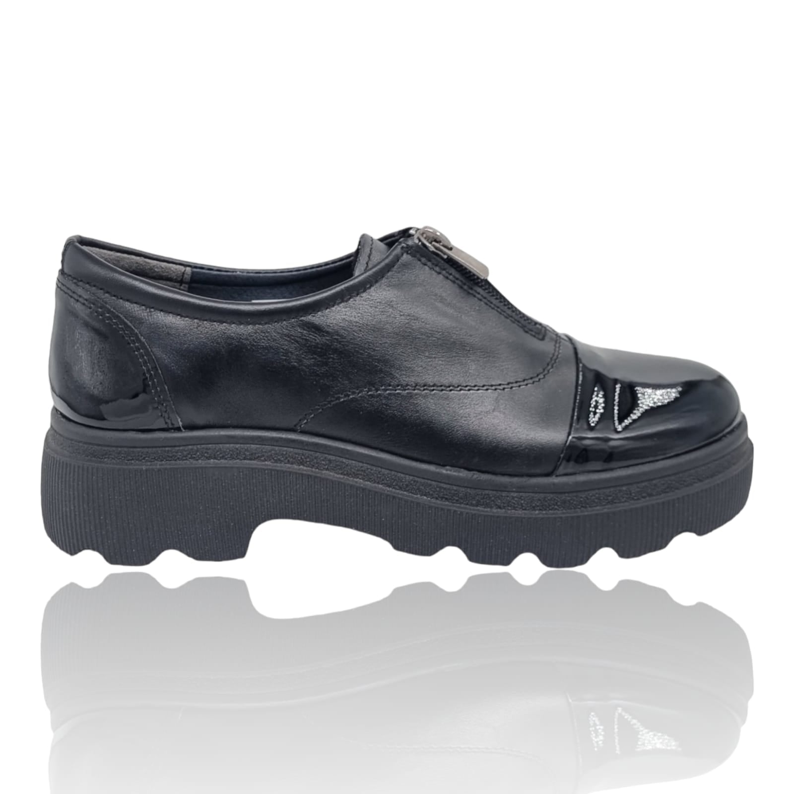 Pantofi Damă Casual Confort Din Piele Naturală Neagră 5138