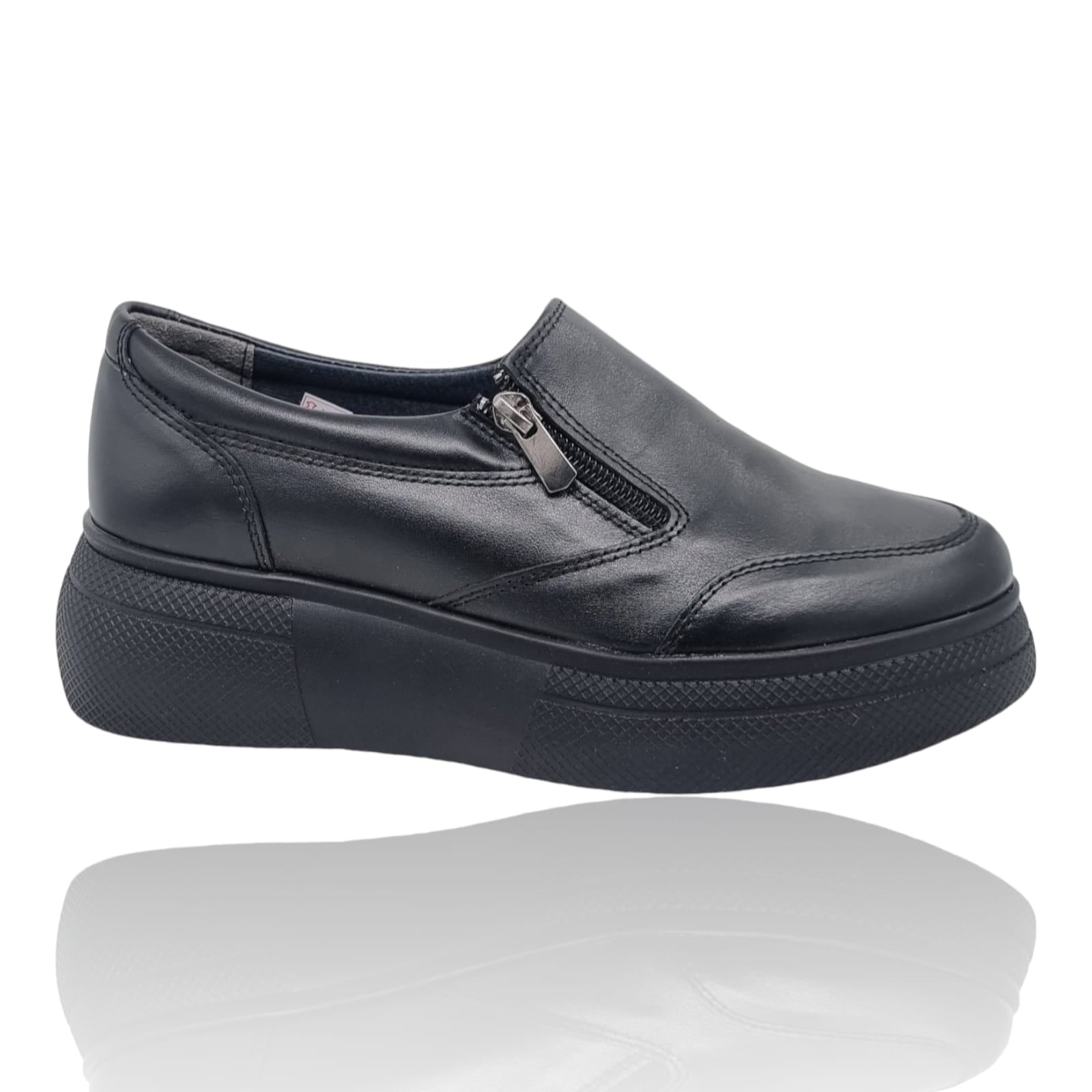 Pantofi Damă Casual Confort Din Piele Naturală Neagră 25168
