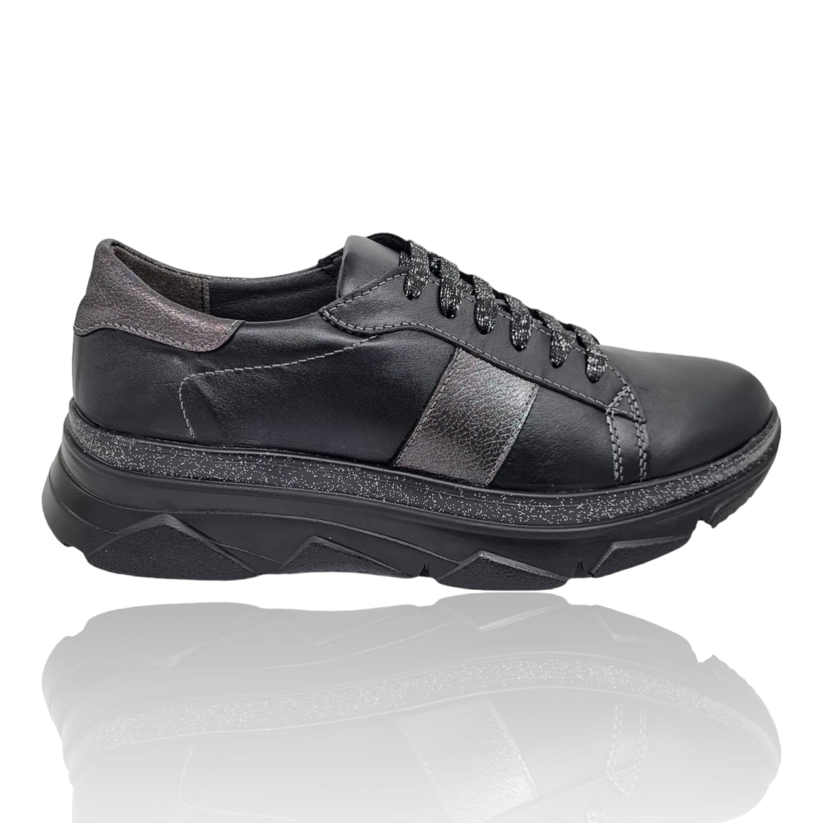 Pantofi Damă Casual Confort Din Piele Naturală Neagră 25169