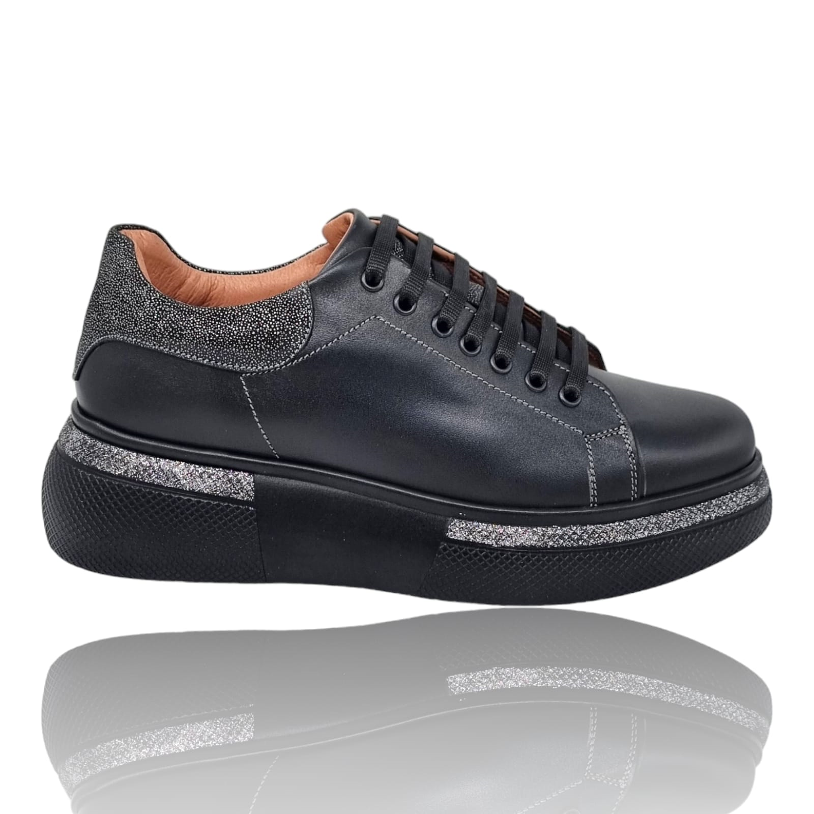 Pantofi Damă Casual Confort Din Piele Naturală Neagră 25347