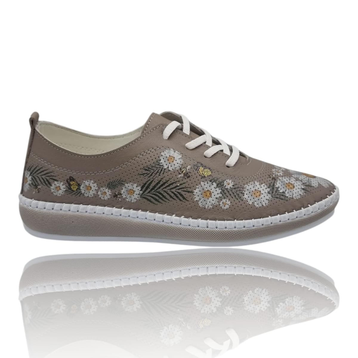 Pantofi Damă Casual Confort Din Piele Naturală SilverGri 25376