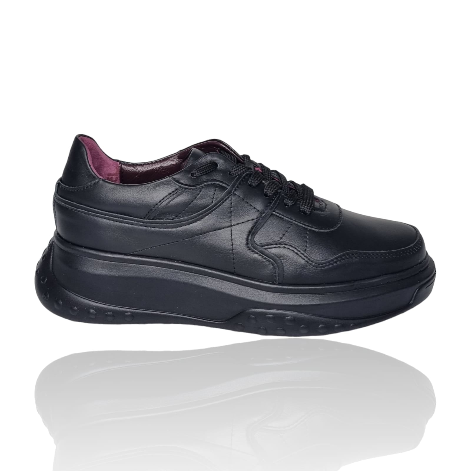 Pantofi Damă Casual Confort Din Piele Naturală Neagră 25217