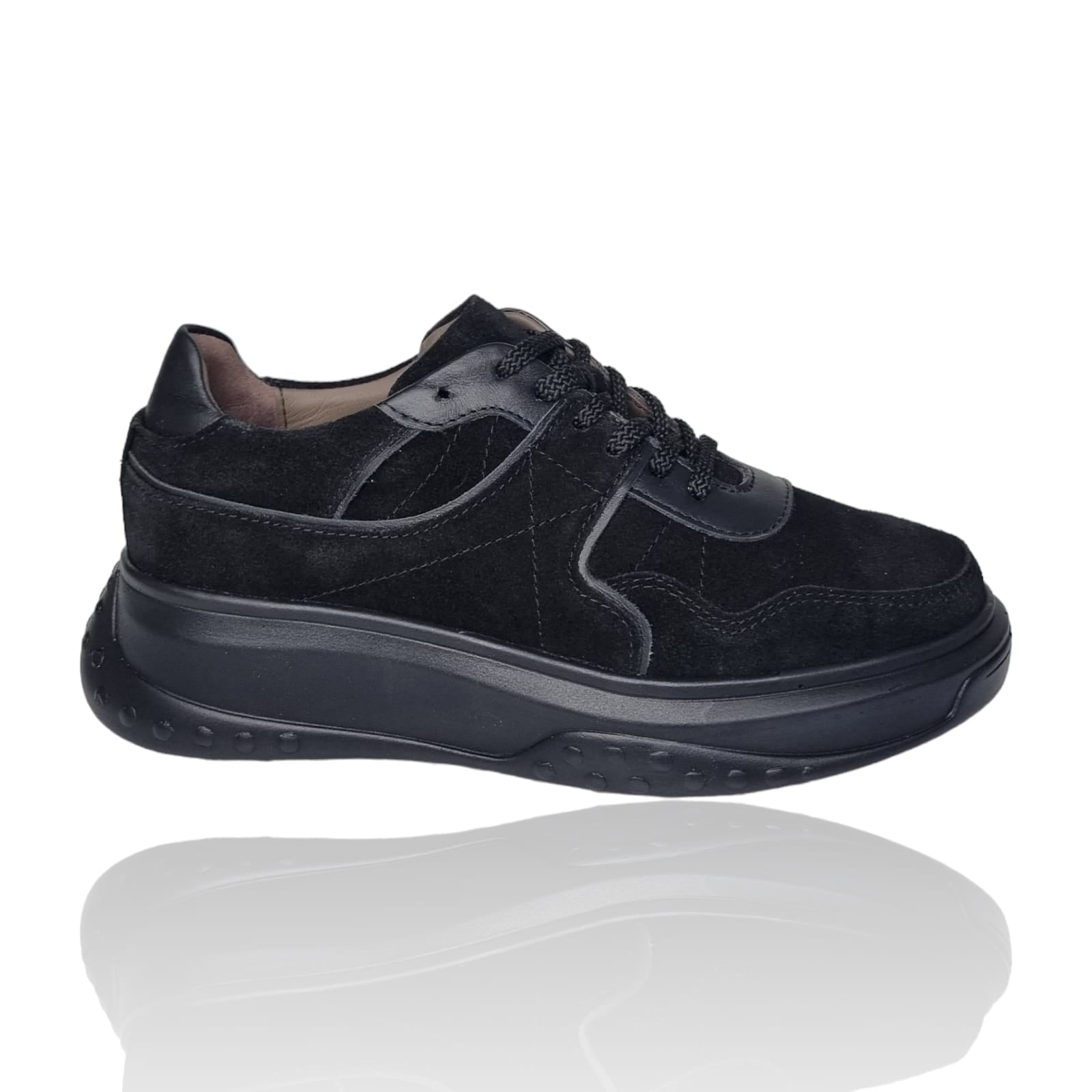 Pantofi Damă Casual Confort Din Piele Neagră 25218