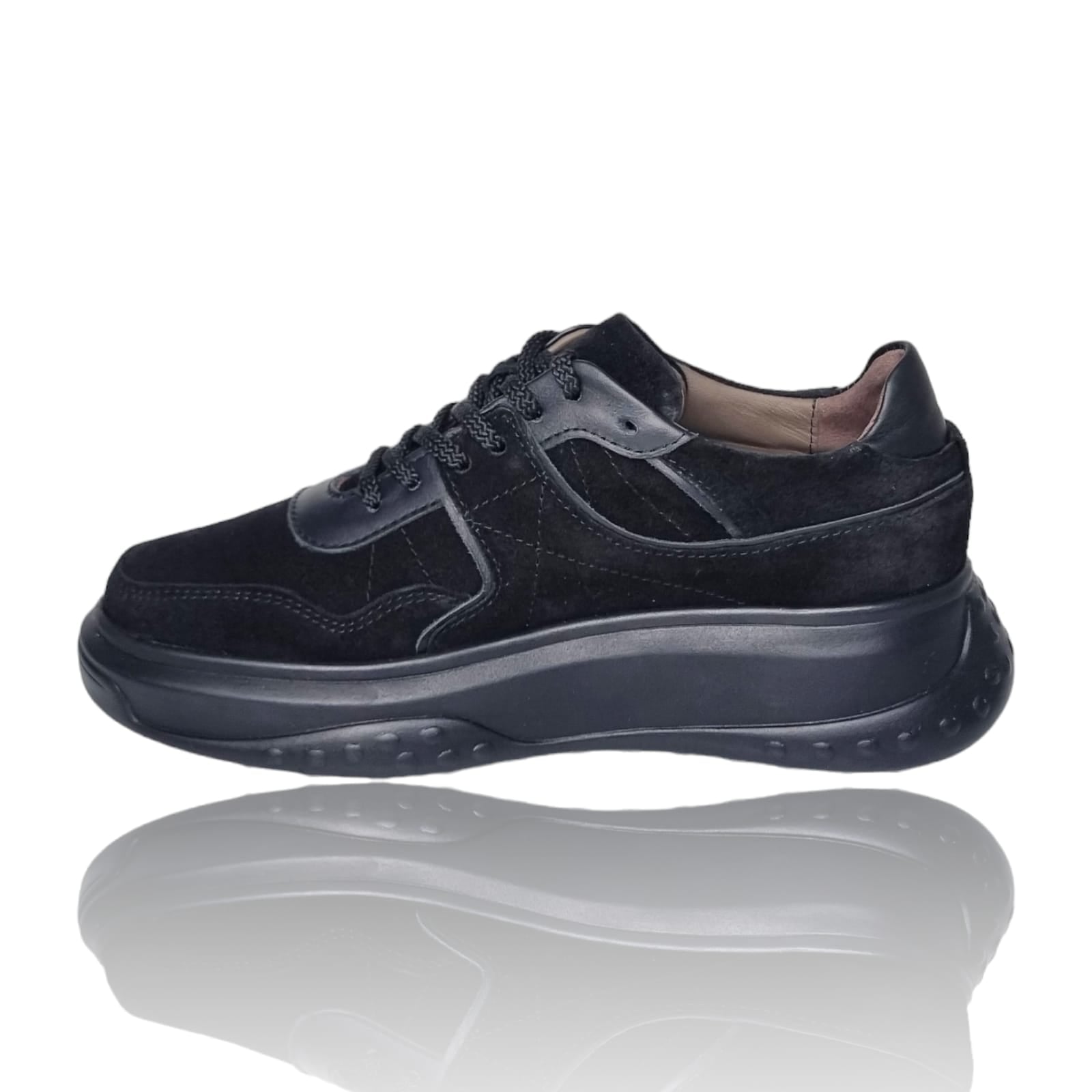 Pantofi Damă Casual Confort Din Piele Neagră 25218