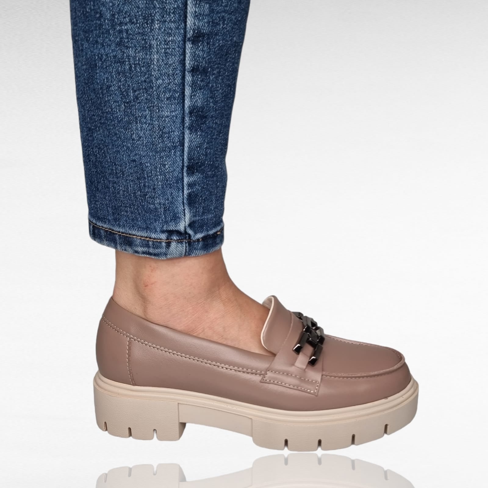 Pantofi Damă Casual Confort Din Piele Naturala Cappuccino 25220