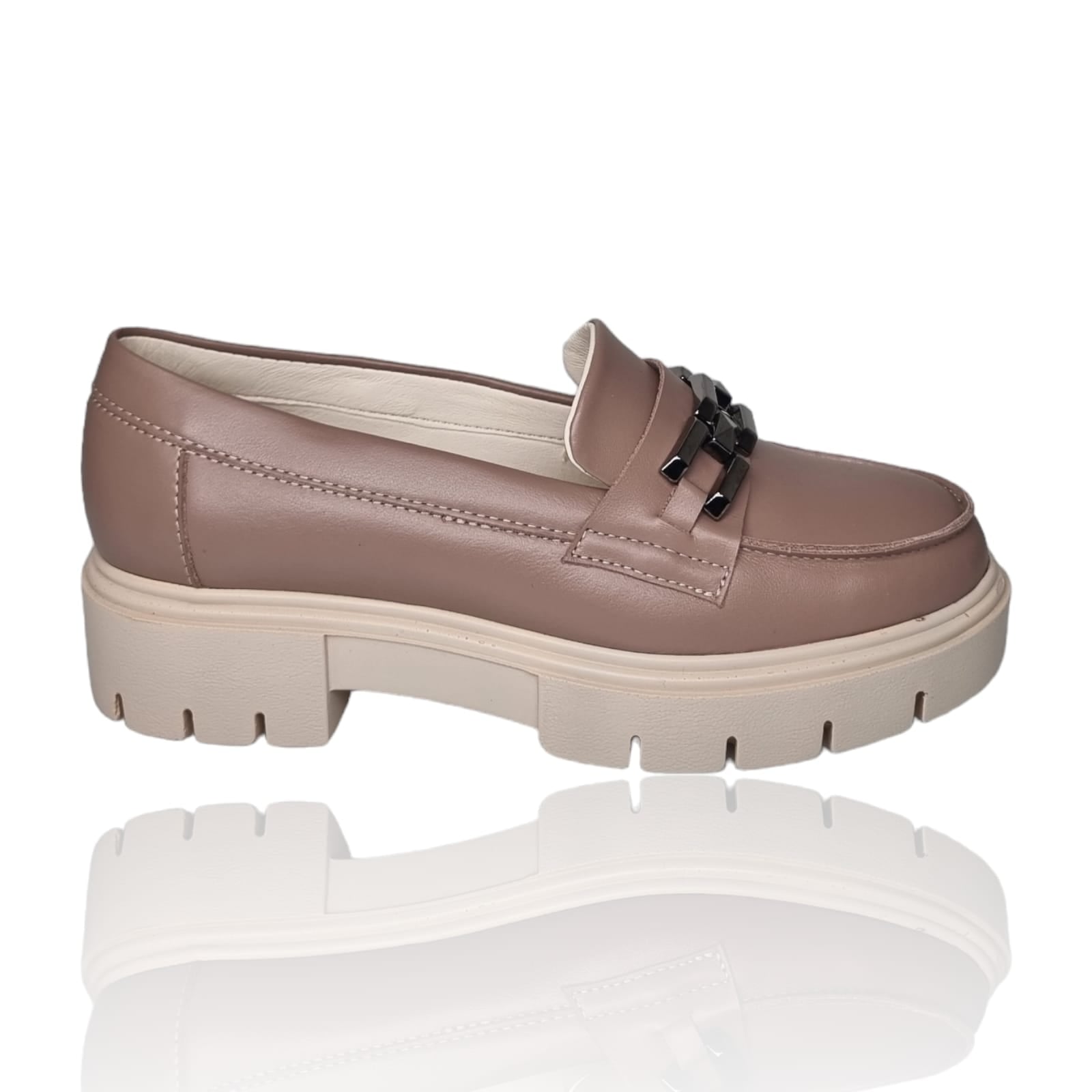 Pantofi Damă Casual Confort Din Piele Naturala Cappuccino 25220