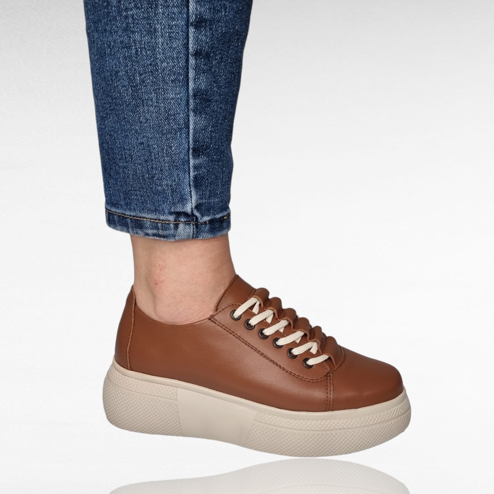 Pantofi Damă Casual Confort Din Piele Naturală Maro 25222