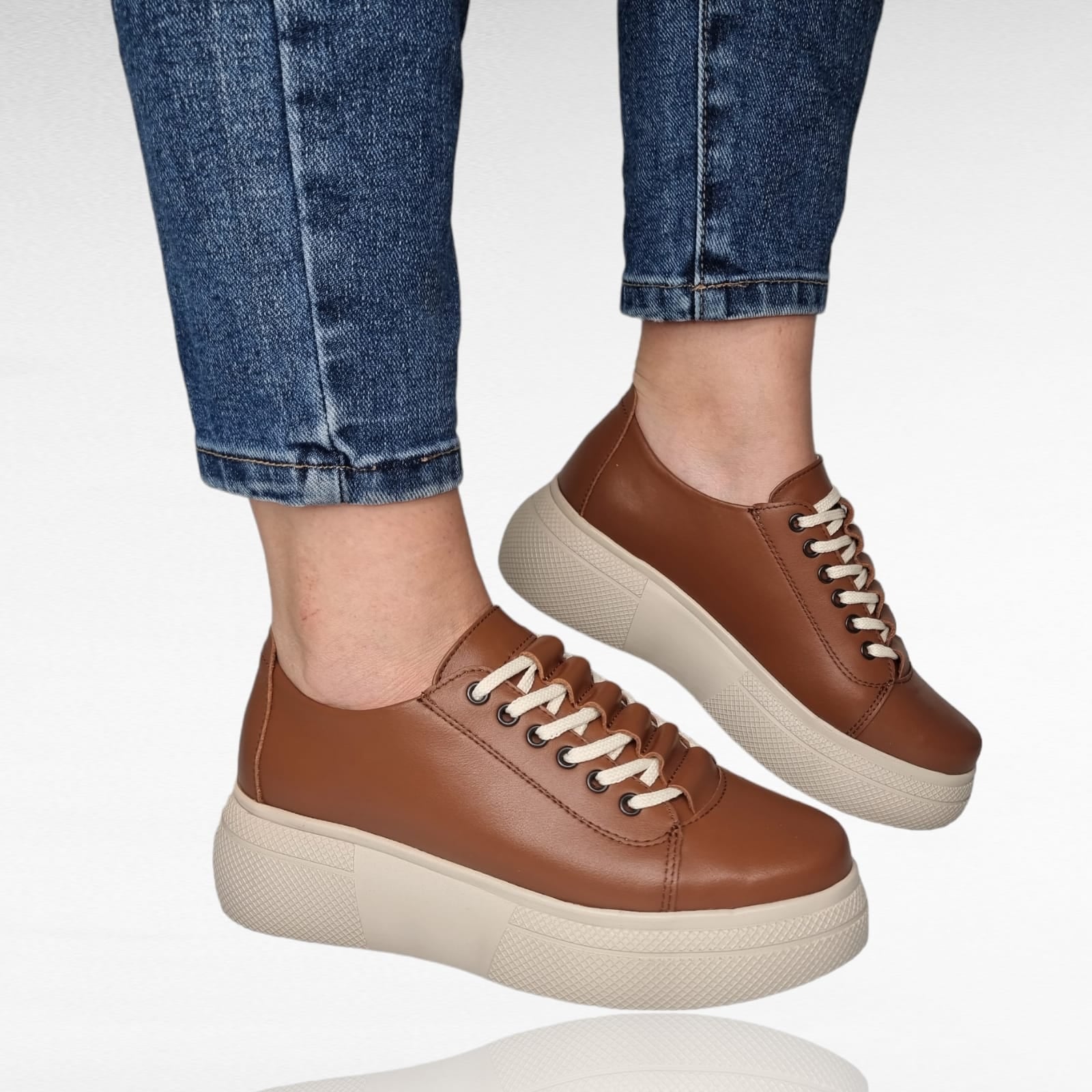 Pantofi Damă Casual Confort Din Piele Naturală Maro 25222
