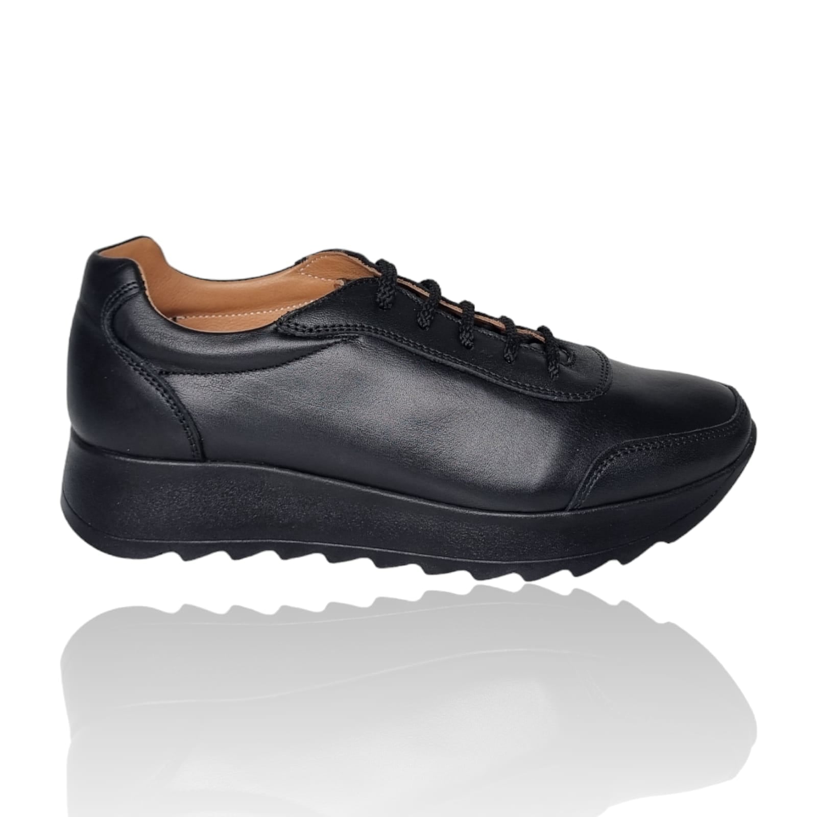 Pantofi Damă Casual Confort Din Piele Neagră 25229