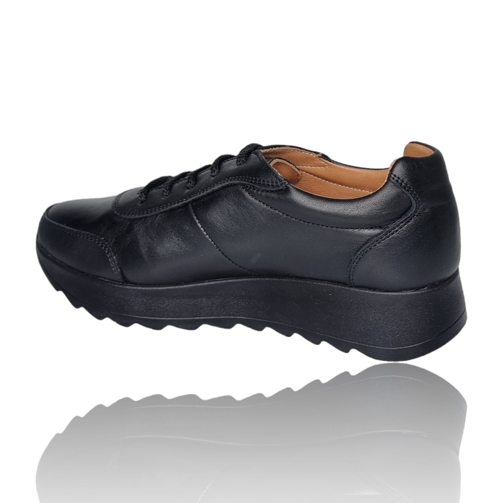 Pantofi Damă Casual Confort Din Piele Neagră 25229