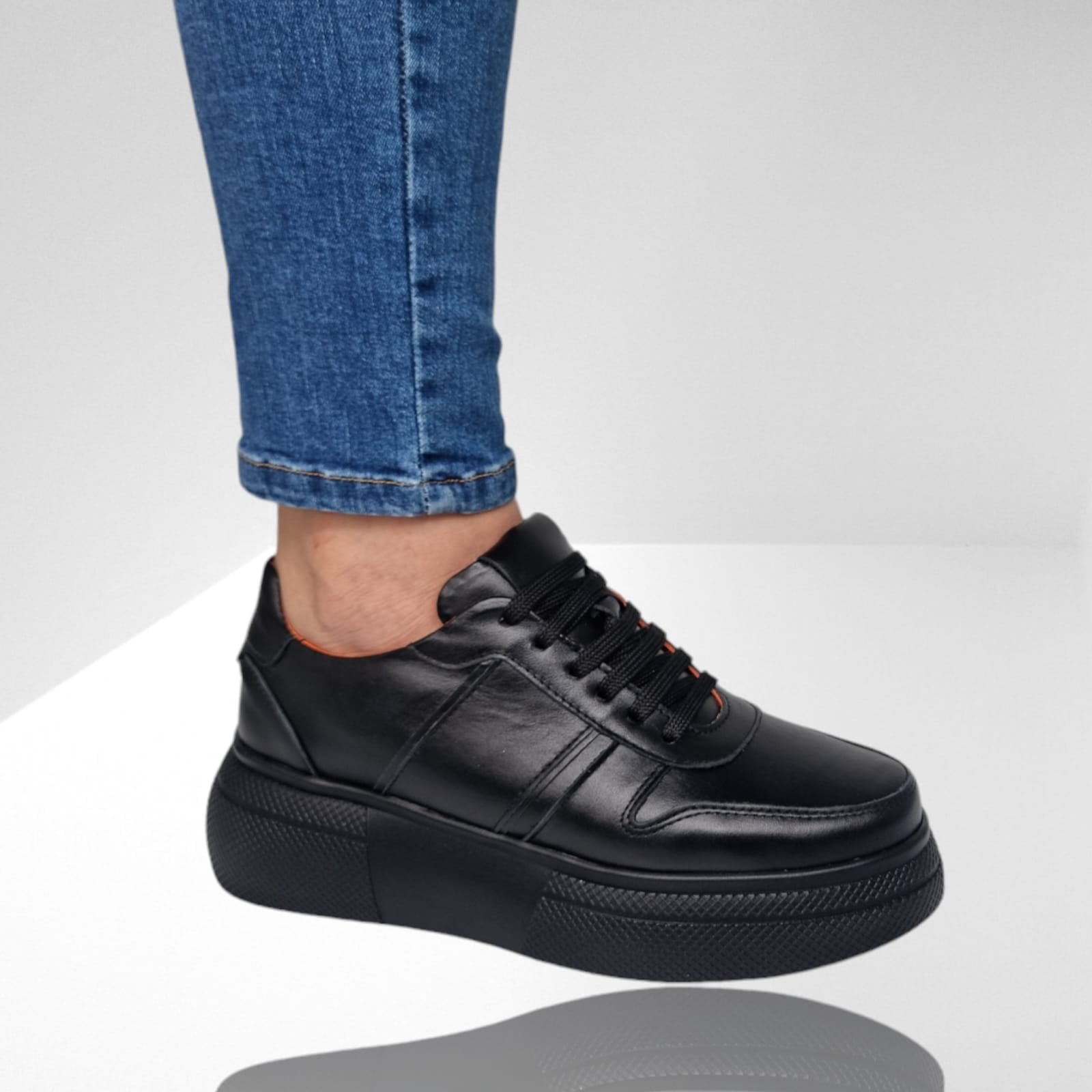 Pantofi Damă Casual Confort Din Piele Neagră 25233