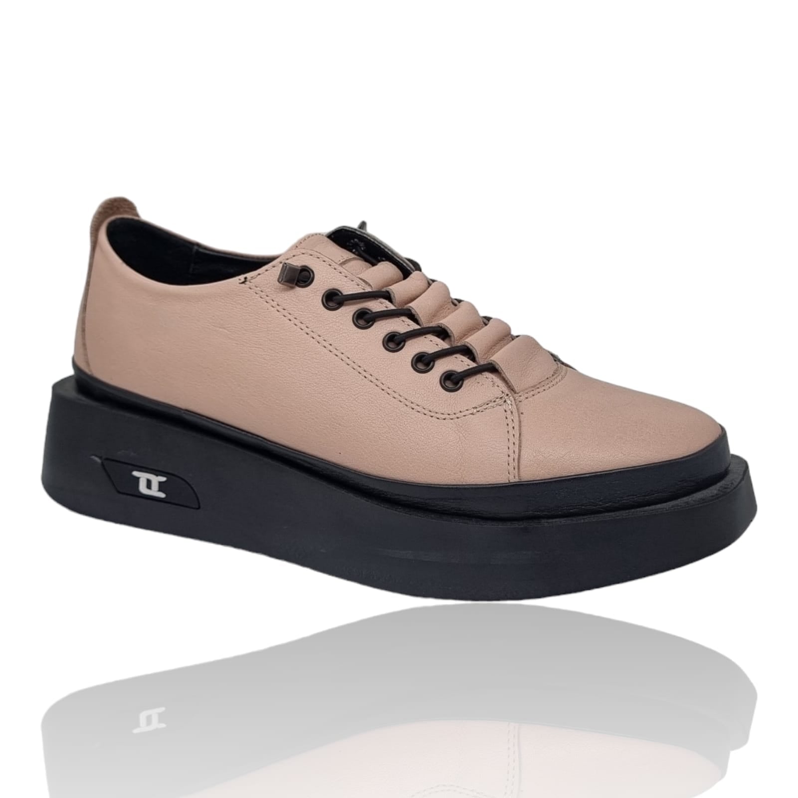 Pantofi Damă Casual Confort Din Piele Naturala Pudra 25197