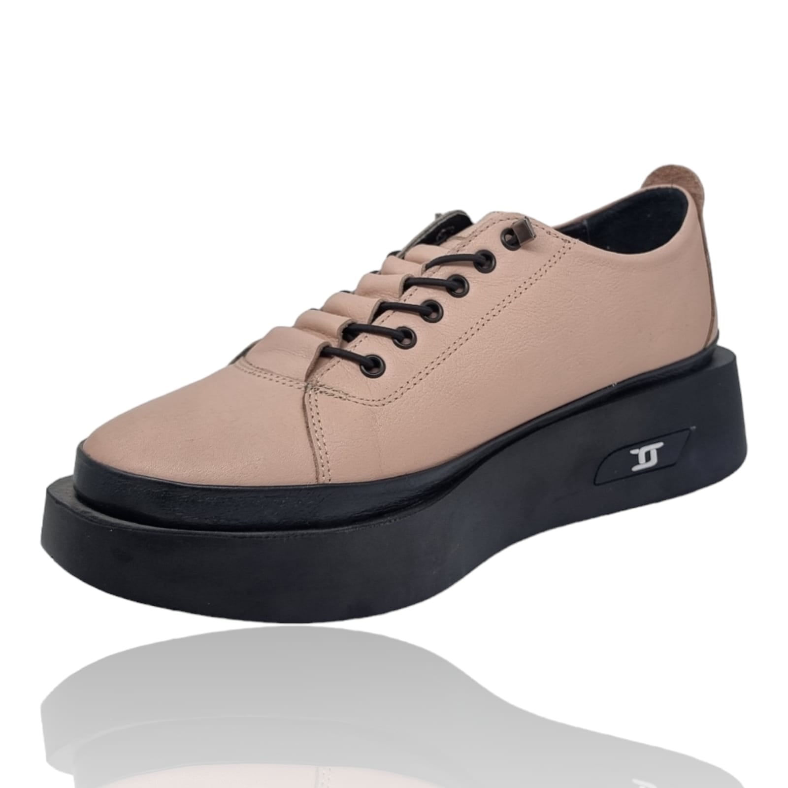 Pantofi Damă Casual Confort Din Piele Naturala Pudra 25197
